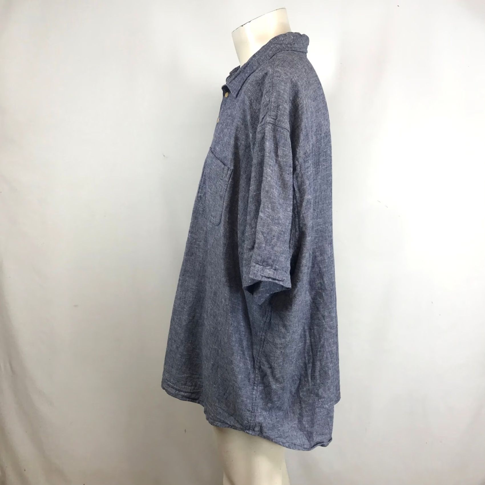Vintage Eventide Mens Blue Linen Blend Short Sleeve Henley Polo Shirt Regular Fit Big 3X Size US XXL / EU 58 / 5 - 6 Thumbnail