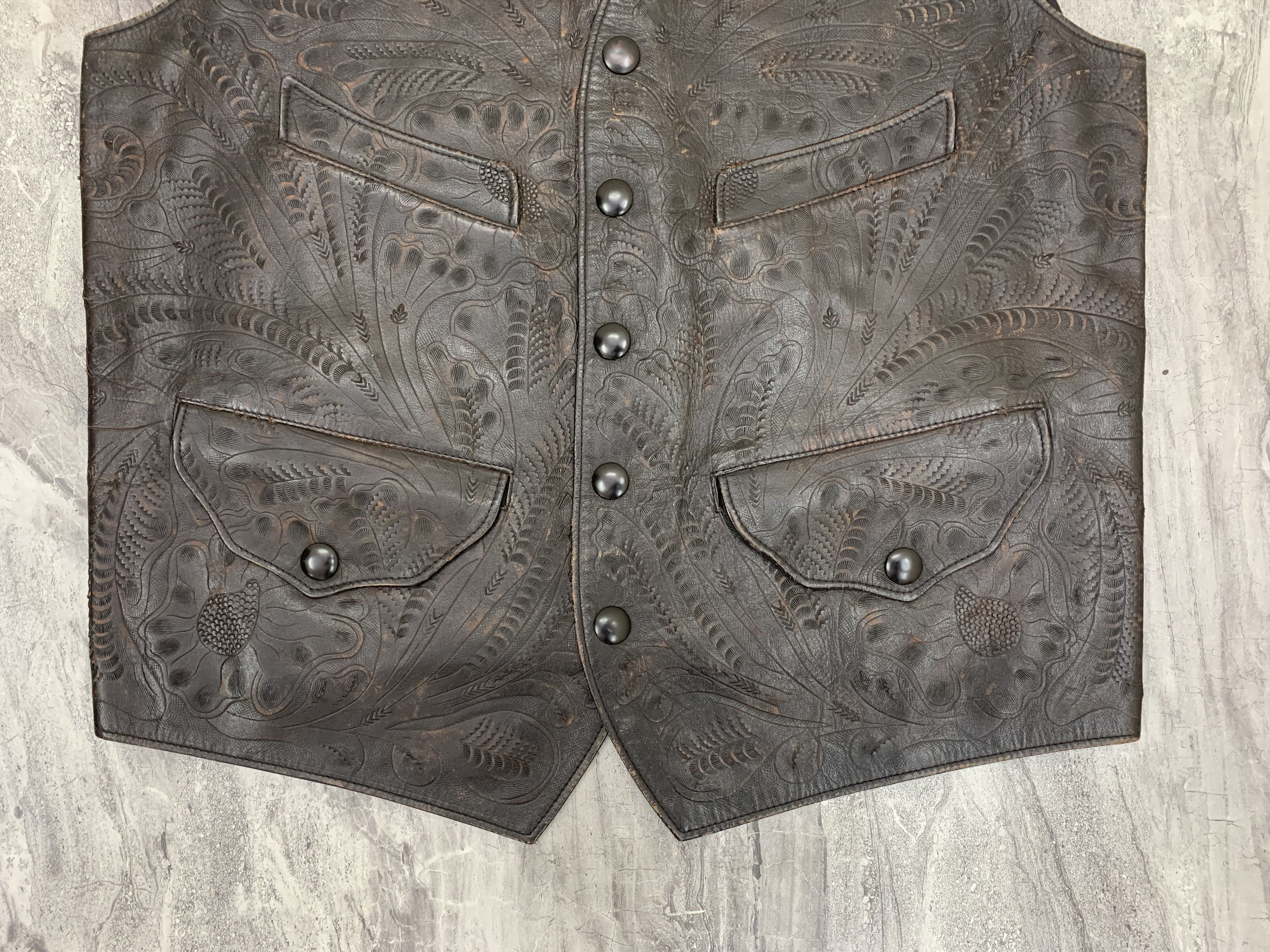 RRL Ralph Lauren × Ralph Lauren × Vintage Double RL Hand Tooled Leather Vest RRL Western Cowboy Gilet Size US M / EU 48-50 / 2 - 6 Thumbnail