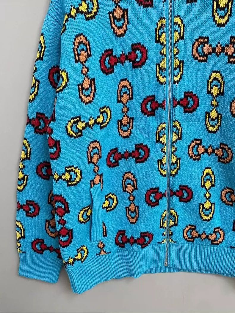 Gucci Gucci Blue Logo Knit Zipper Sweater Jacket-2506 Size US M / EU 48-50 / 2 - 3 Thumbnail