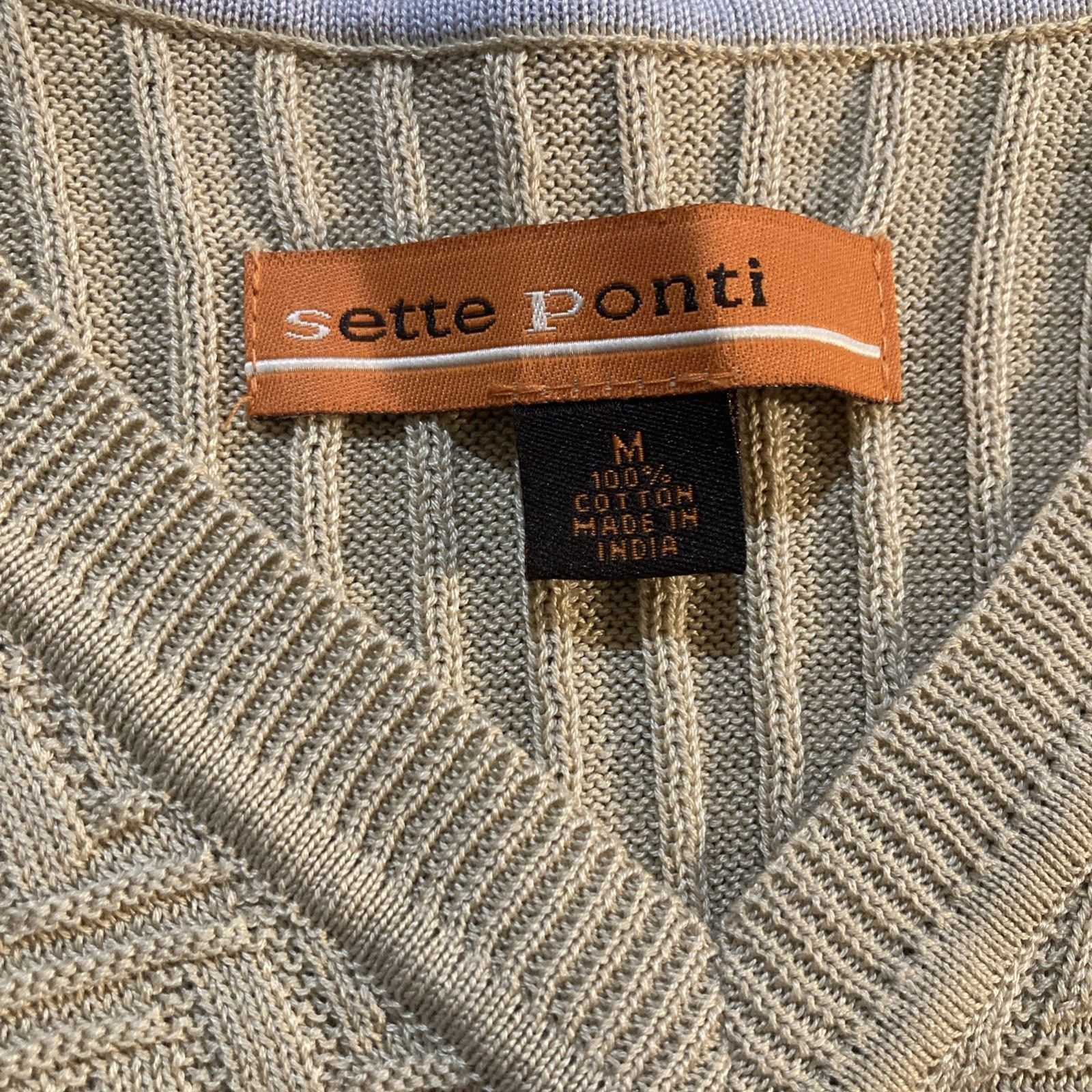 Other Sette Ponti Men's M Beige 100% Cotton Sweater Vest Old Money Size US M / EU 48-50 / 2 - 2 Thumbnail