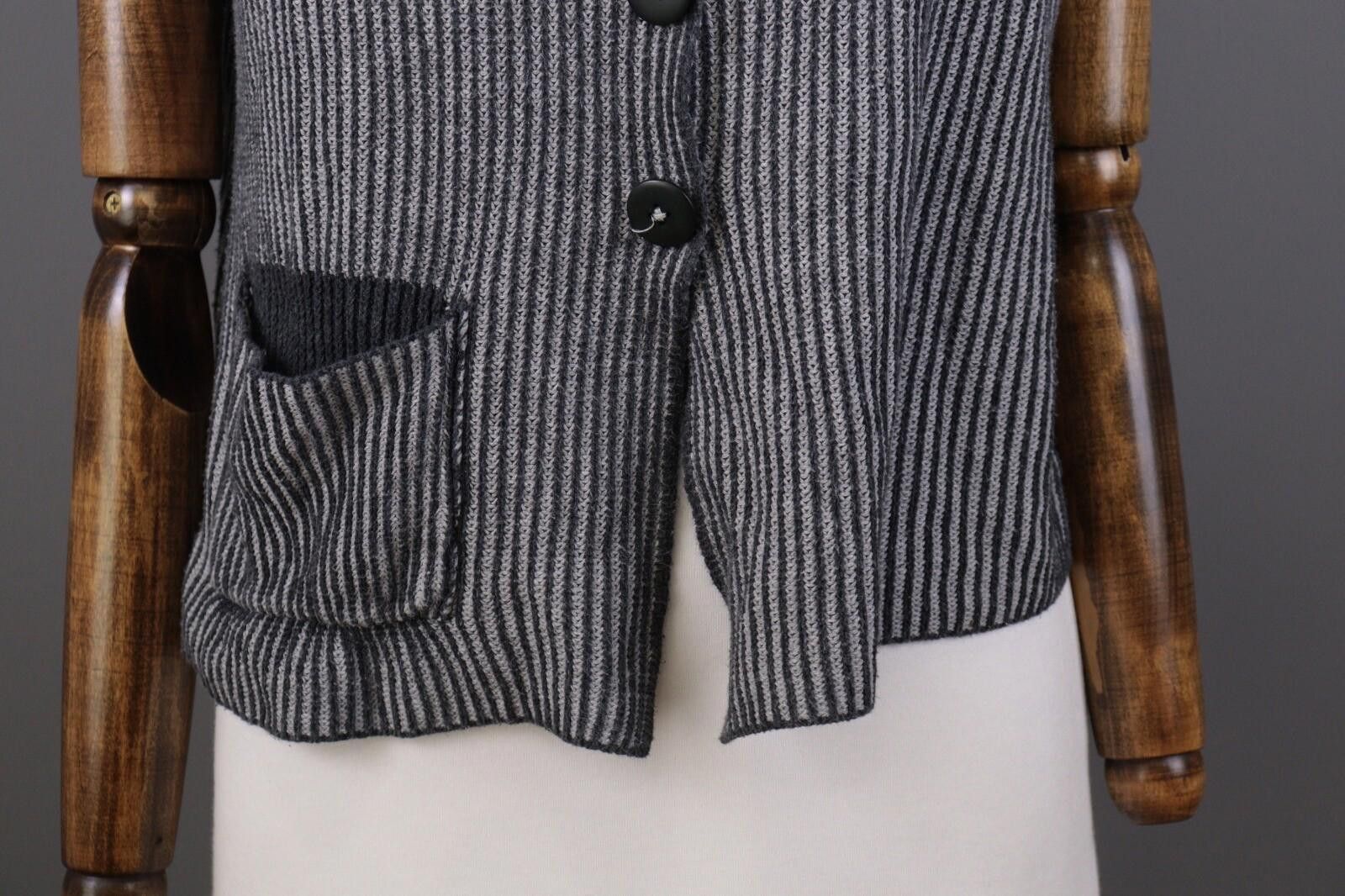 Designer Gudrun Sjöden Gray Pinstriped Knit Cardigan Sweater Size S Size S / US 4 / IT 40 - 3 Thumbnail