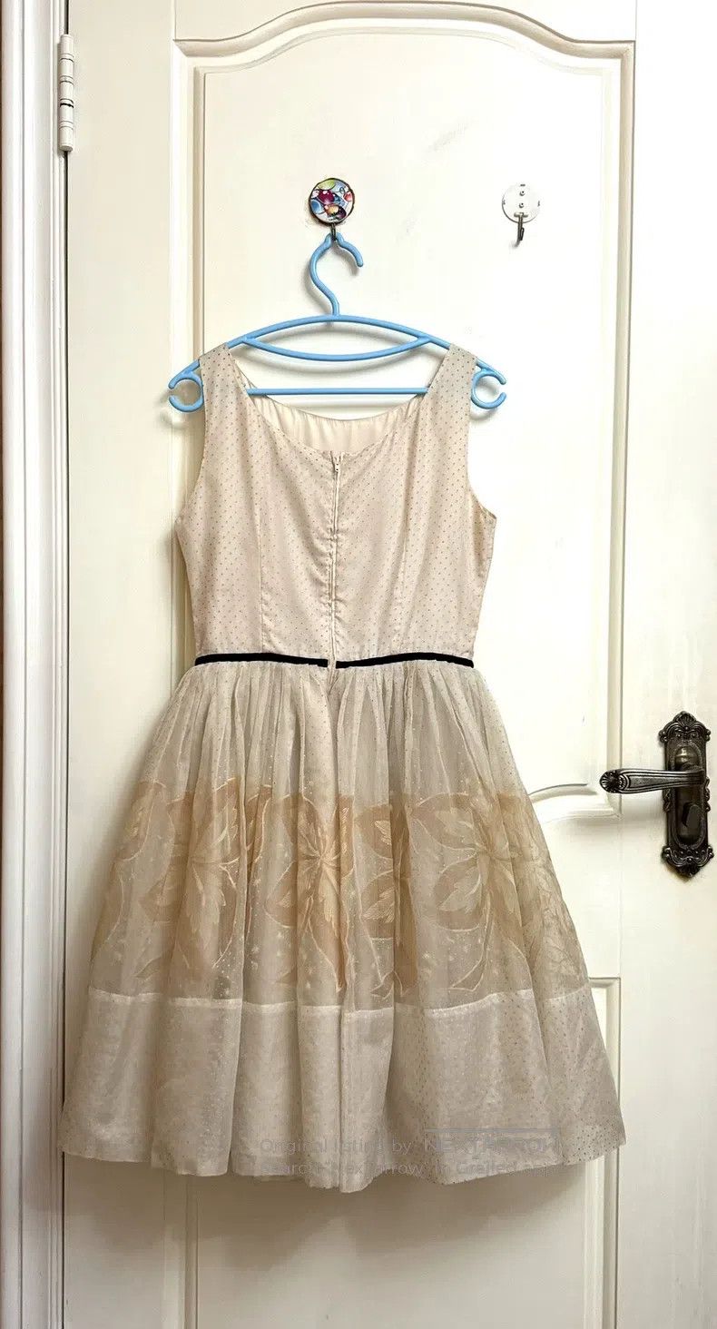 Valentino Valentino Beige flocked gauze sleeveless dress Size S / US 4 / IT 40 - 3 Thumbnail
