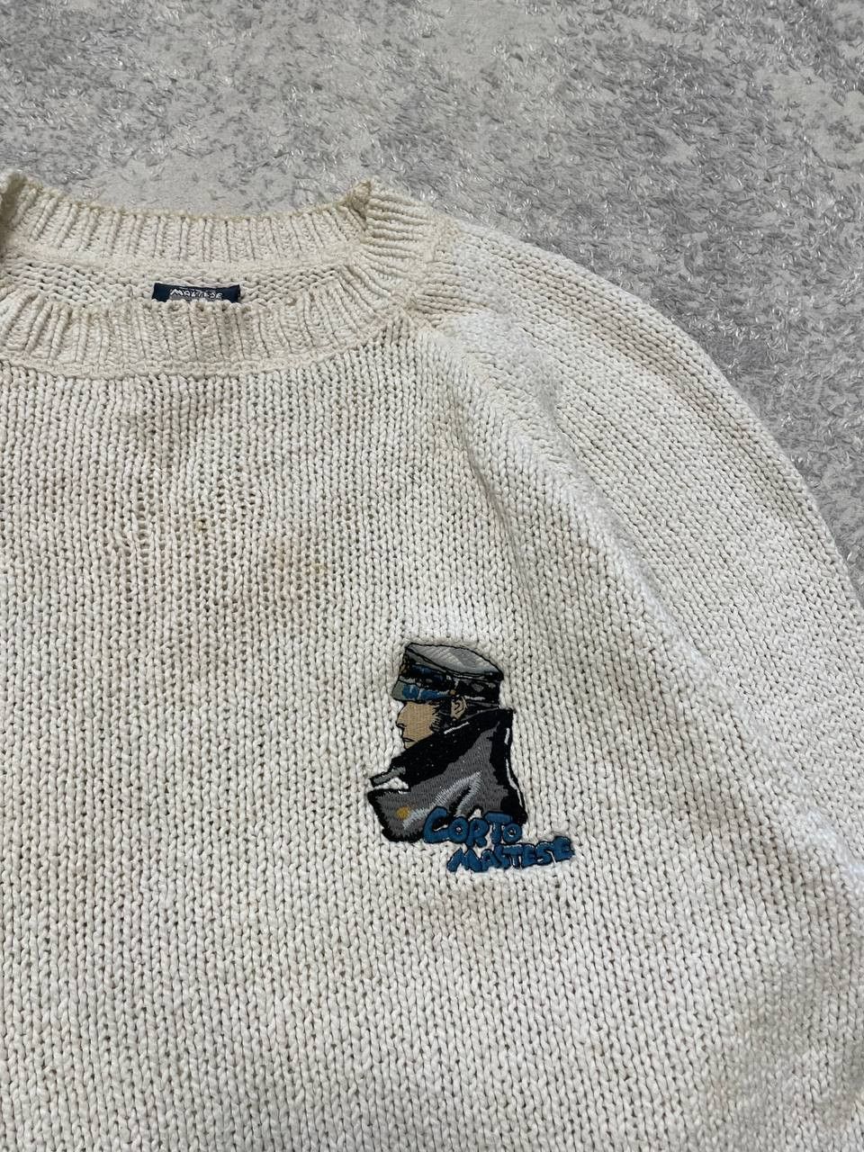 Other Vintage Corto Maltese Wool Sweater Loose Knit Cream Art Knit Size US L / EU 52-54 / 3 - 4 Thumbnail
