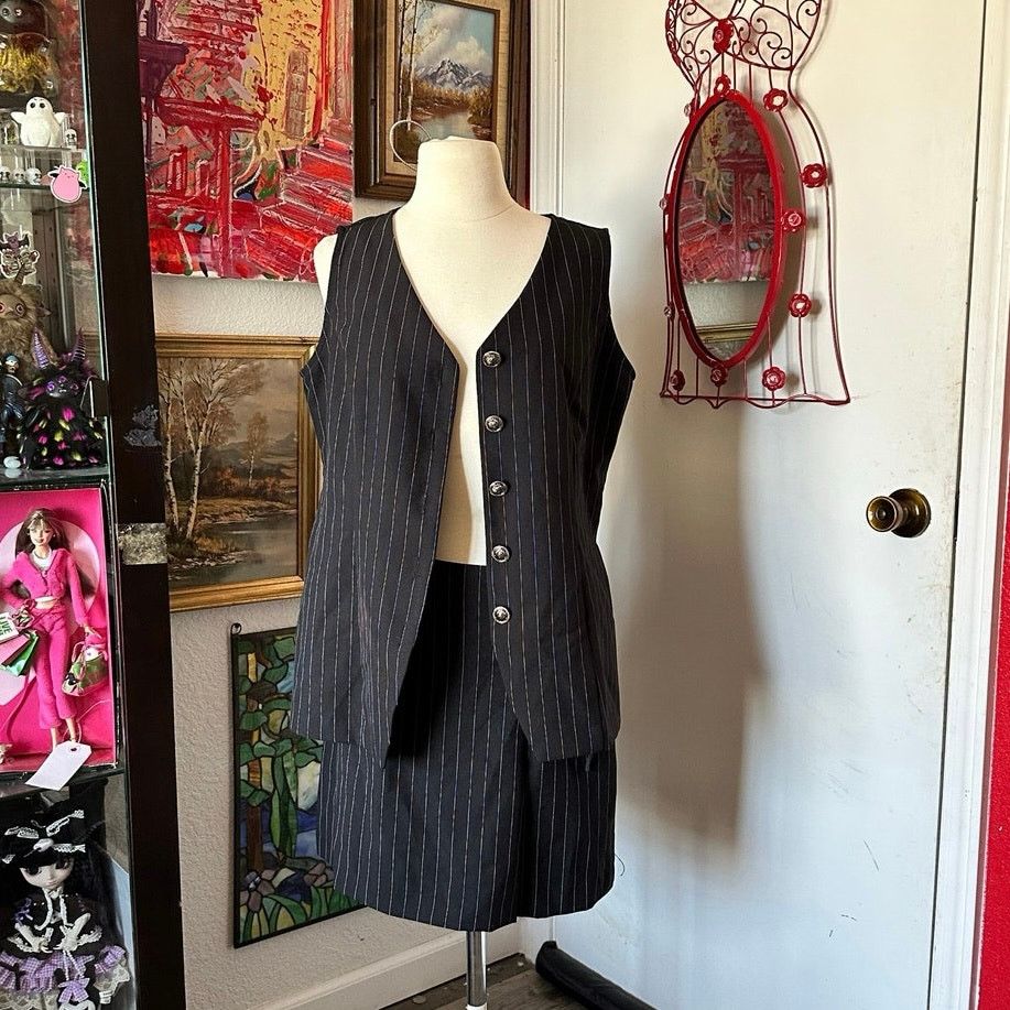 Bentley bentley vintage black white pinstripe two piece suit set Size L / US 10 / IT 46 - 1 Thumbnail