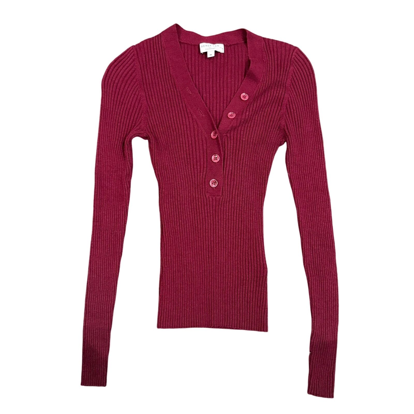 Derek Lam 10 Crosby Derek Lam 10 Crosby x RTR Ribbed Henley Sweater Red, Size M Size M / US 6-8 / IT 42-44 - 4 Thumbnail