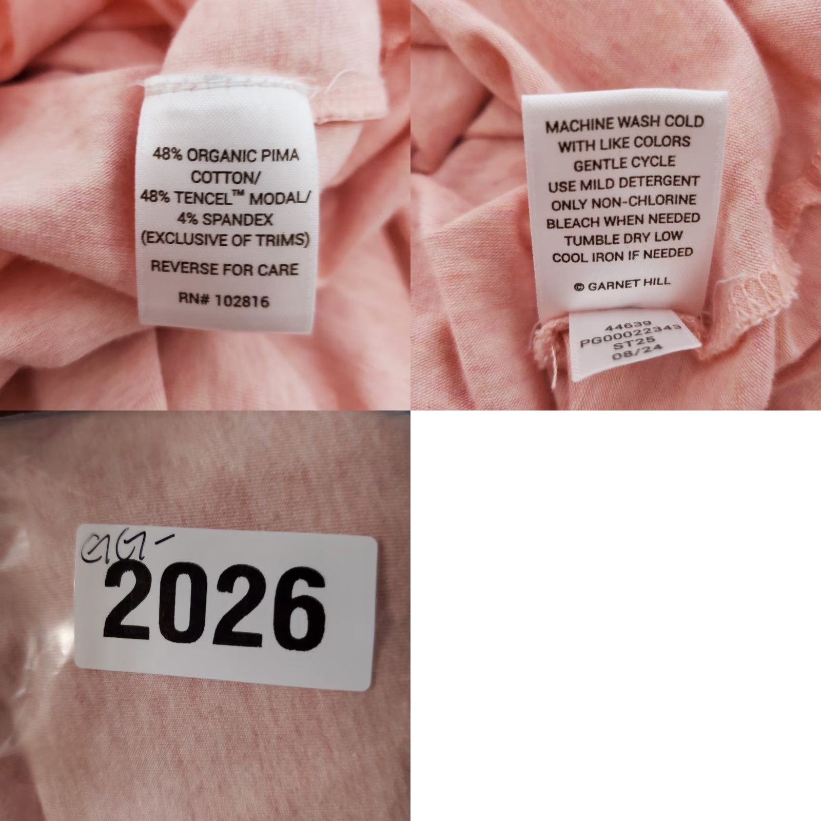 Vintage Garnet Hill Top Women XL Pink Soft Organic Pima Cotton Blend 3/4 Sleeve Capsule Shirt Womens Size XL / US 12-14 / IT 48-50 - 8 Thumbnail