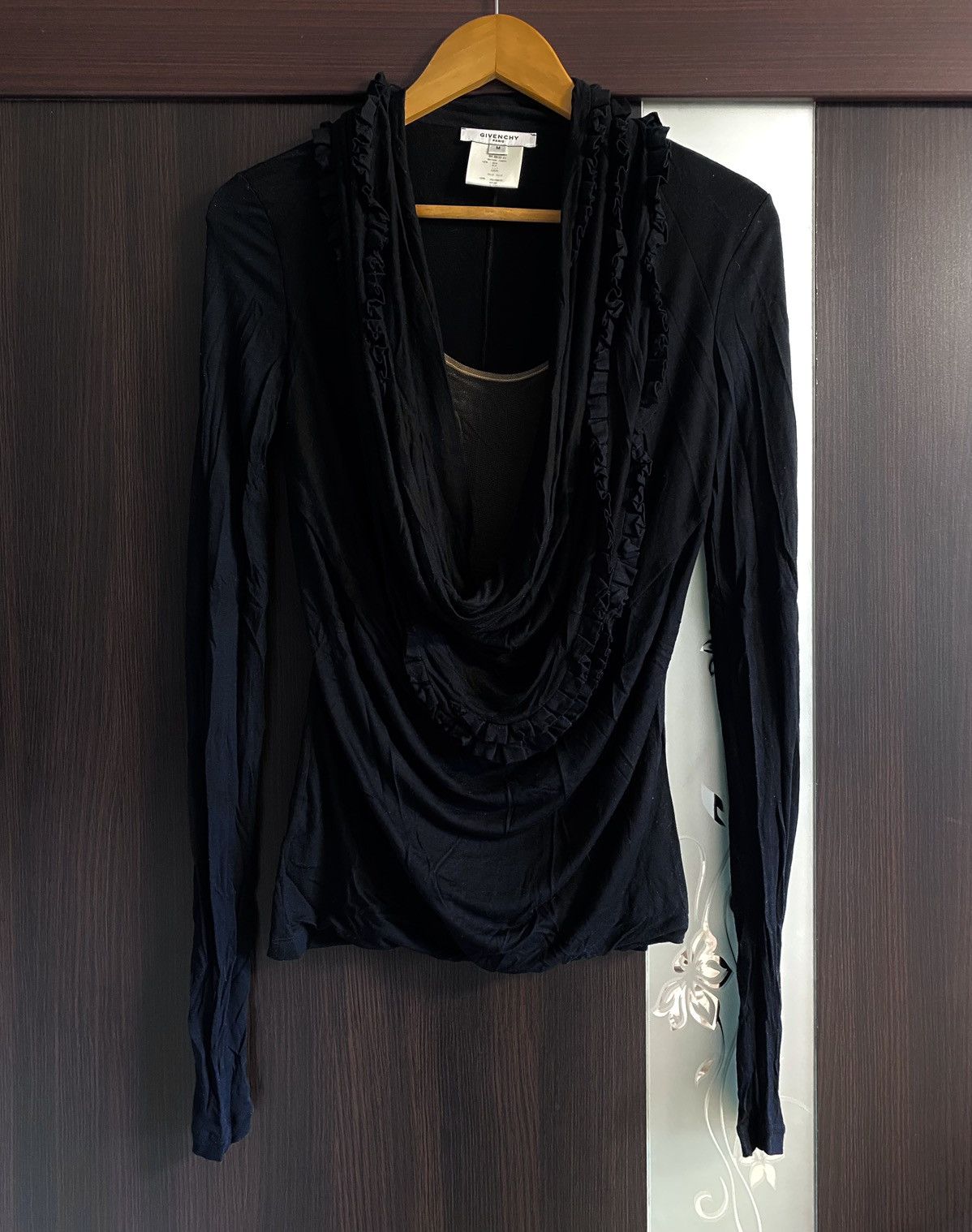 Givenchy Women's Givenchy Deep Neckline Ruffle Trim Longsleeve Blouse Size M / US 6-8 / IT 42-44 - 2 Thumbnail