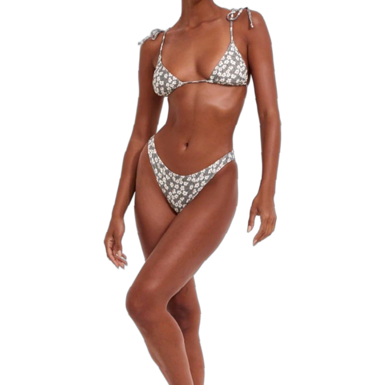 Vintage NWT Gottex Flirtt Women's Multi Dusk Green Floral Triangle Bikini Bra - Size M Size ONE SIZE - 1 Thumbnail