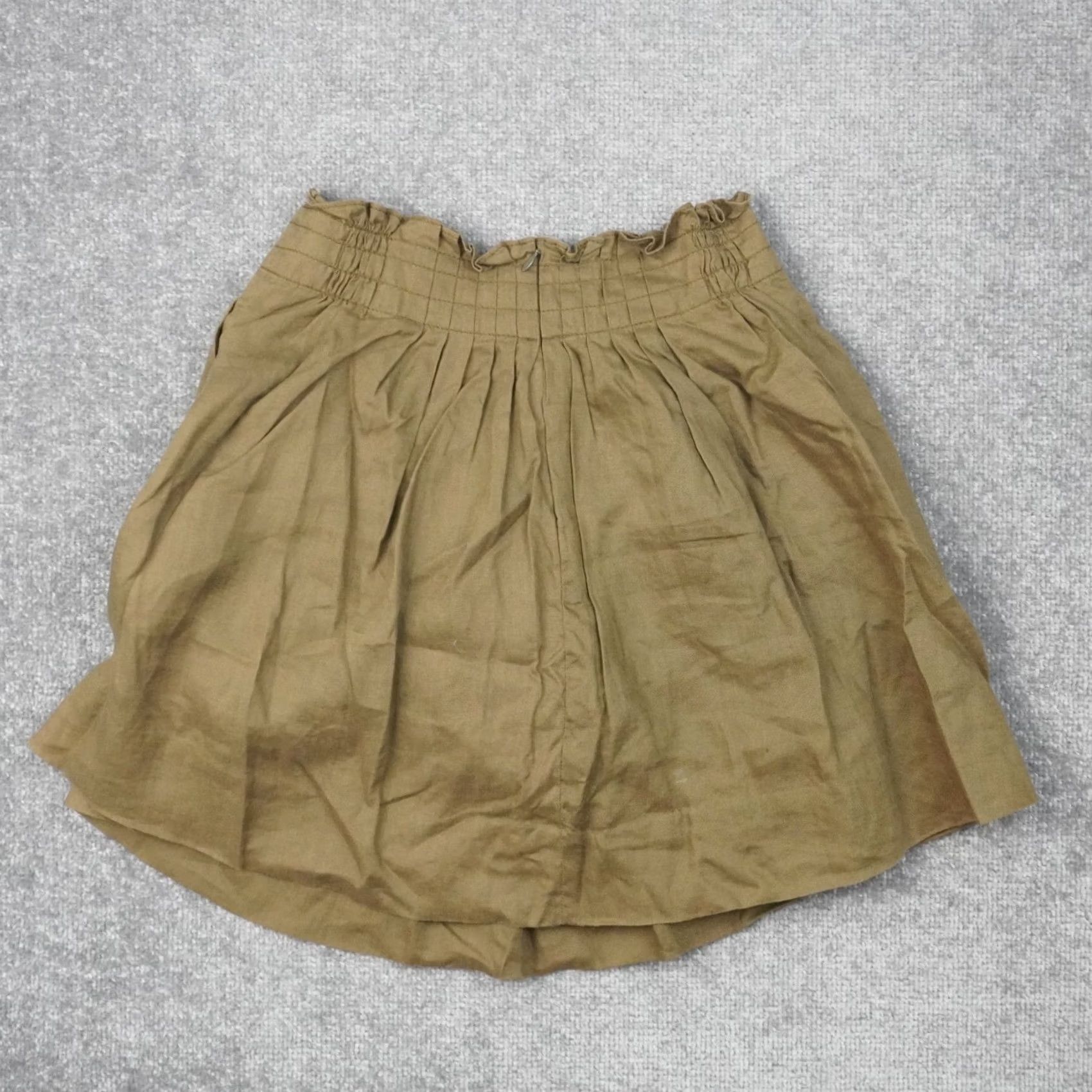 J.Crew J.CREW Green Linen Cotton Boho Skirt Womens Size 2 Pleated Casual Size 26" / US 2 / IT 38 - 2 Thumbnail