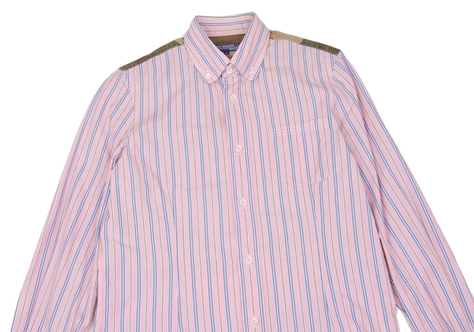 Junya Watanabe Camouflage Yoke Stripe Shirt in Pink Sax Size US S / EU 44-46 / 1 - 2 Thumbnail