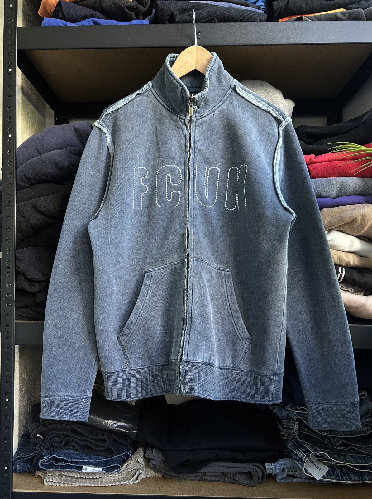 FCUK Vintage Fuck Jeans big logo distressed zip-sweatshirt y2k Size US M / EU 48-50 / 2 - 1 Thumbnail