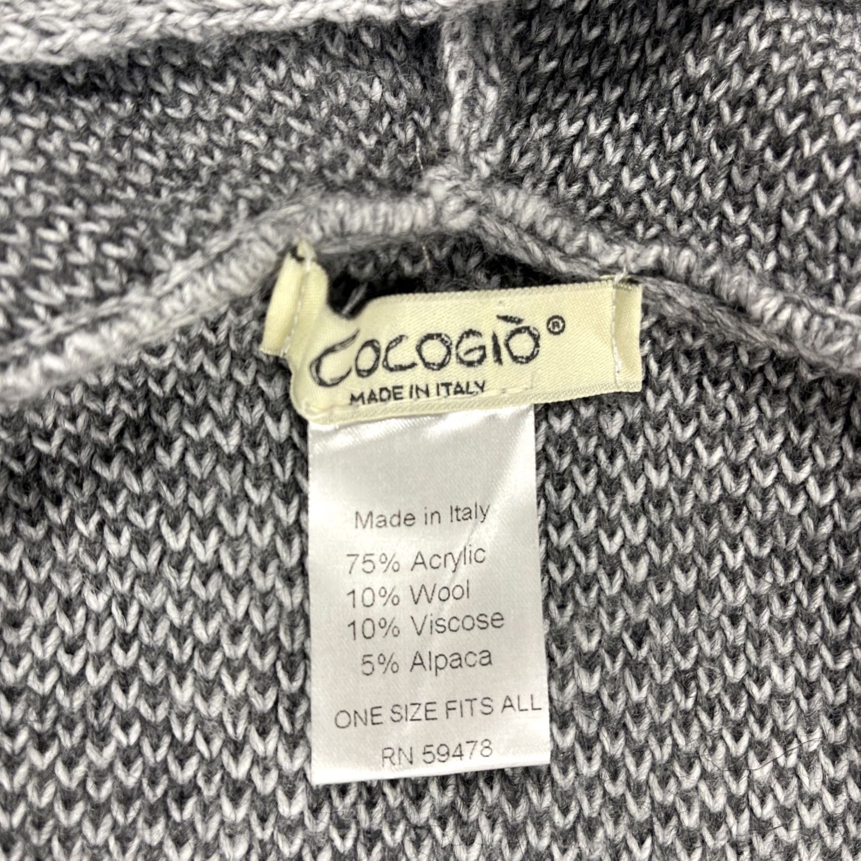 Vintage Cocogio Women’s One Size Hooded Fringe Gray Sweater Made In Italy Wool Blend Shirt Womens One Size Gray Fringe Hooded Wool Blend Italy Coco g Size ONE SIZE - 3 Thumbnail