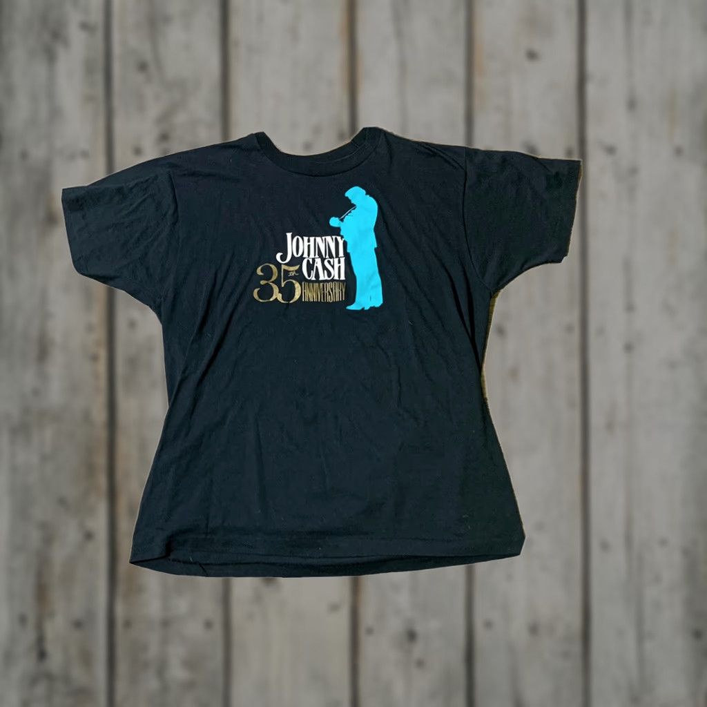 Vintage VINTAGE 80s Johnny Cash 35th Anniversary Single Stitch Black T Shirt Mens XL Size US XL / EU 56 / 4 - 1 Thumbnail