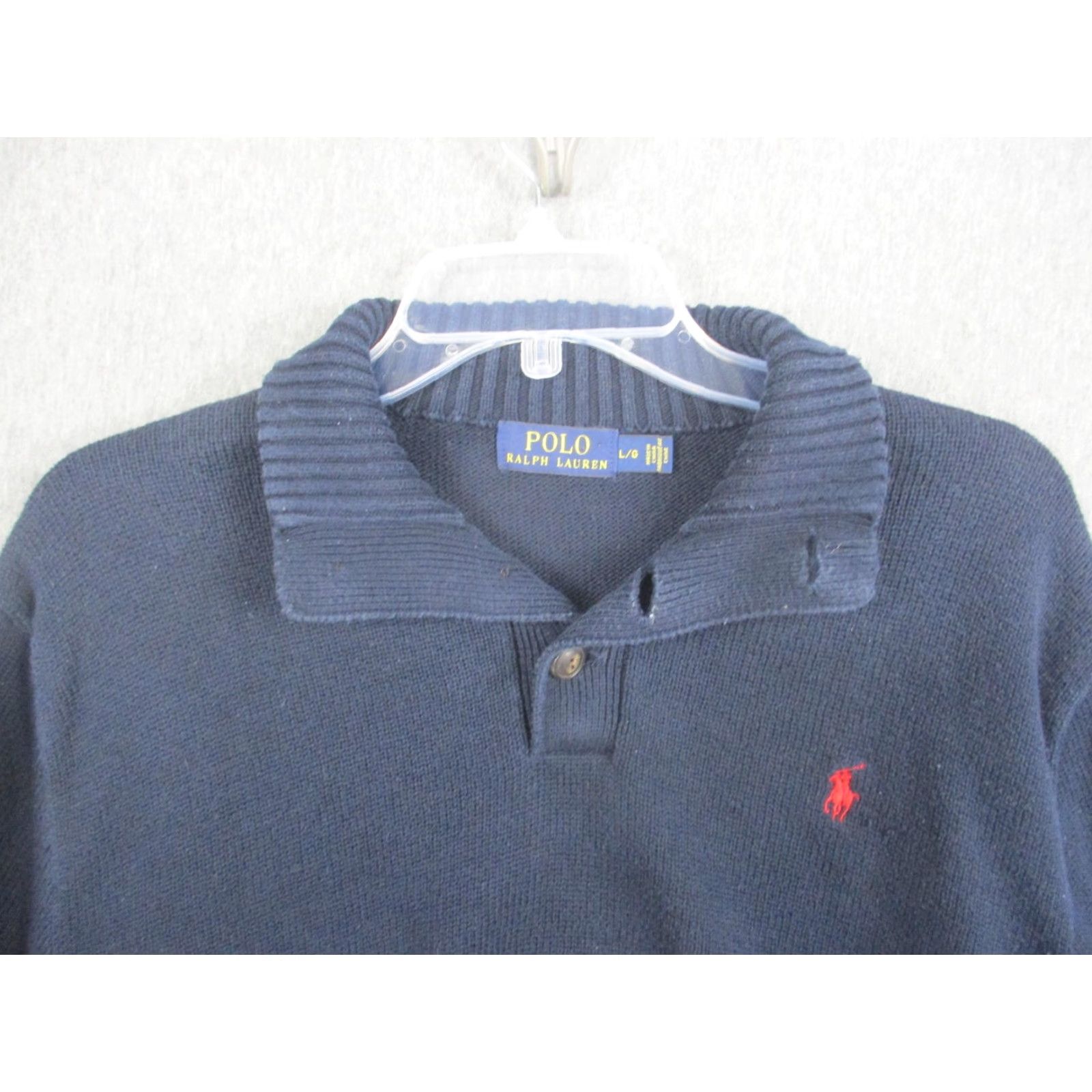 Polo Ralph Lauren Polo Ralph Lauren Sweater Mens Large Blue Henley Mock Neck Cotton Knit Pony Logo Size US L / EU 52-54 / 3 - 4 Thumbnail