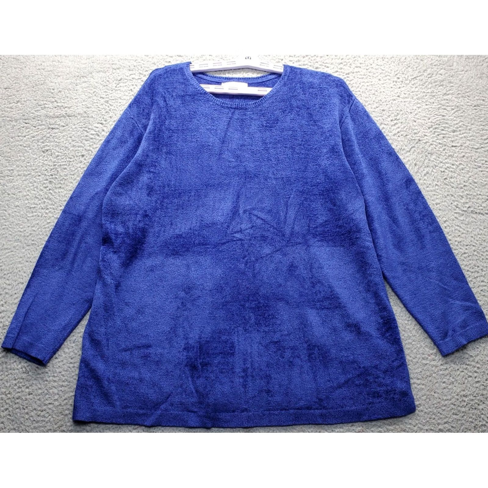 Coldwater Creek Coldwater Creek Womens 1X Blue Textured Fleece Sweatshirt Pullover Long Sleeve Crew Neck Casual Comfort Wear Size XL / US 12-14 / IT 48-50 - 2 Thumbnail