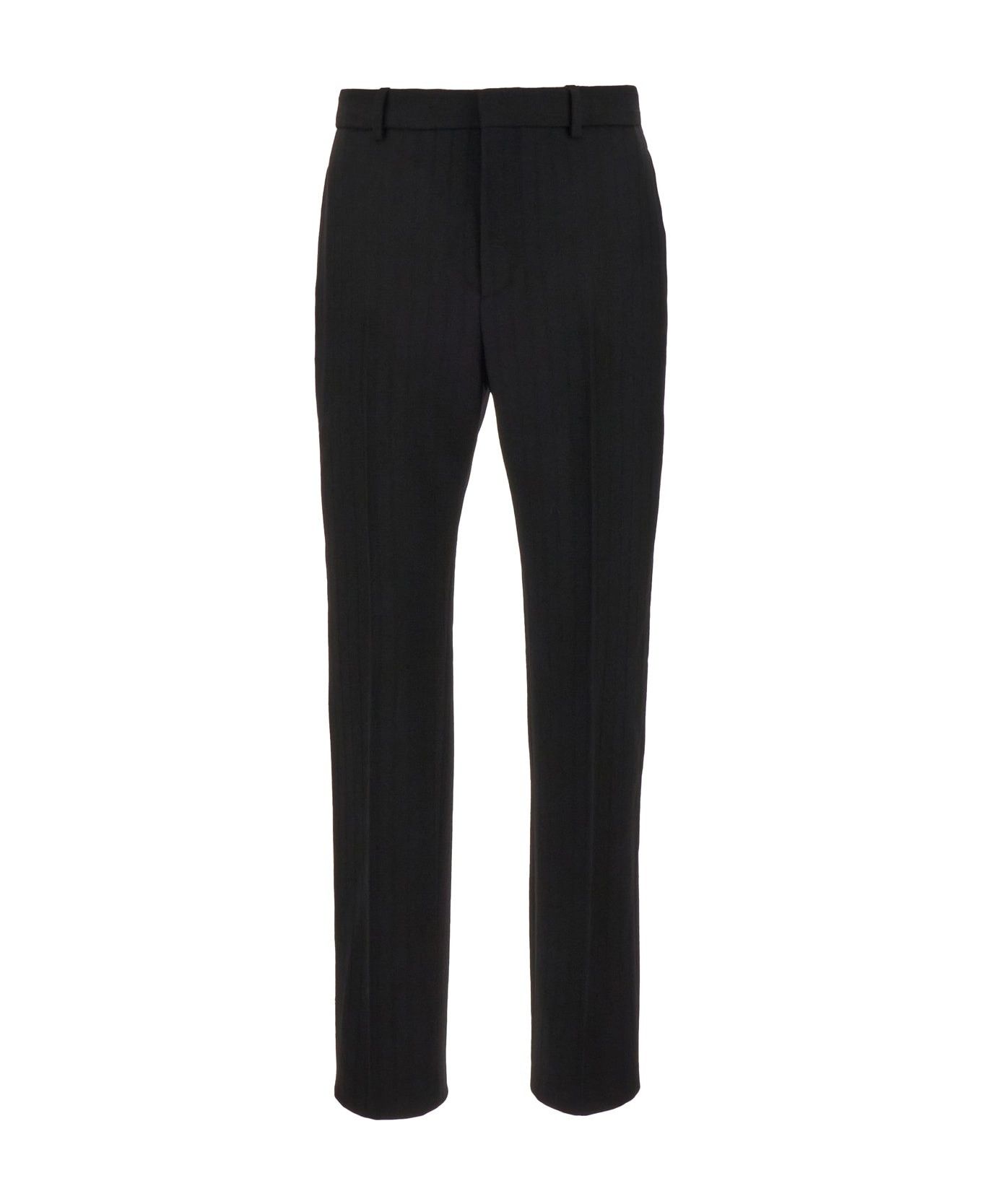 Saint Laurent Paris high-waisted pants in striped wool gabardine Size US 38 / EU 54 - 1 Thumbnail