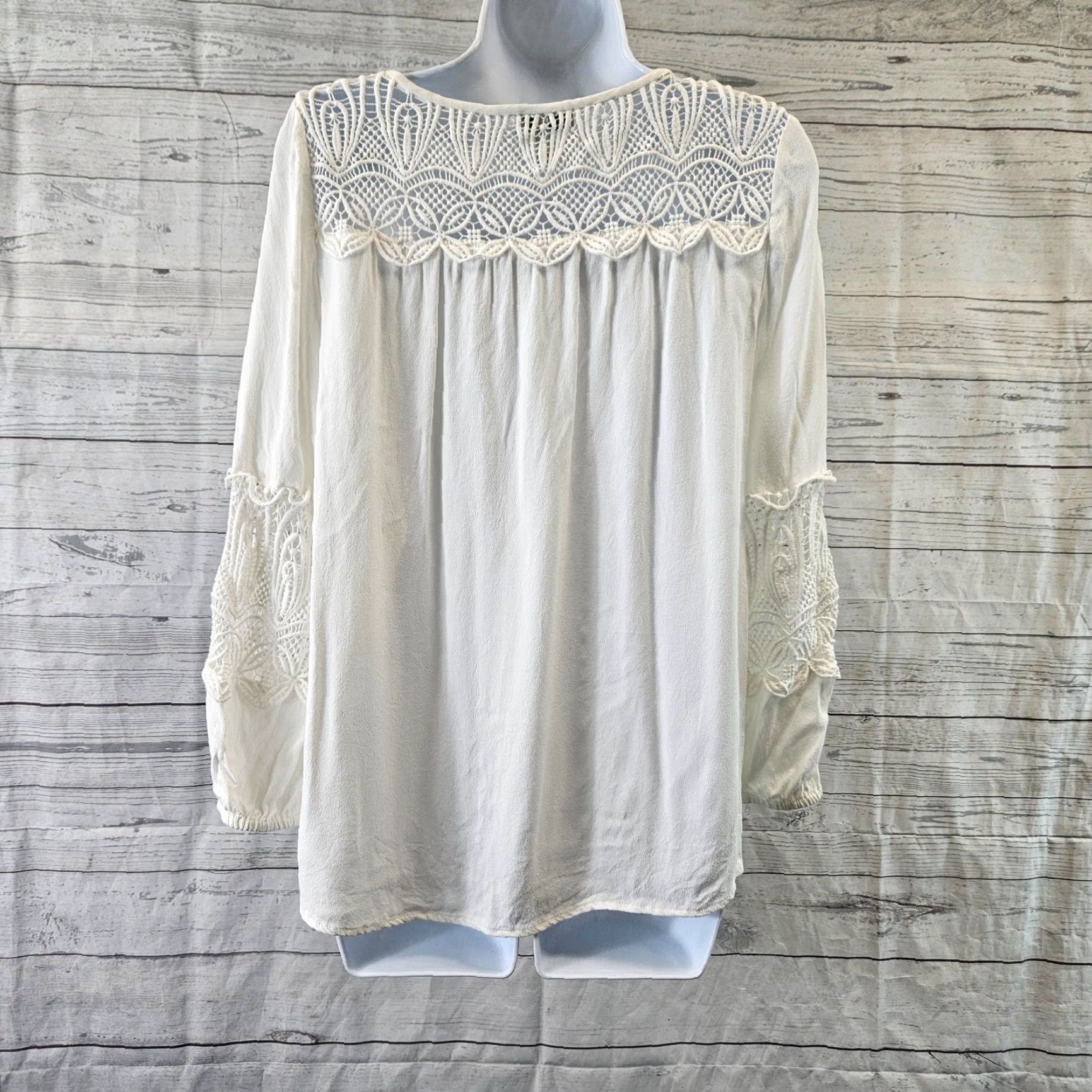 Joie JOIE Womens Blouse Shirt Sz S Solid White Crochet Lace Long Sleeve Viscose Size S / US 4 / IT 40 - 4 Thumbnail