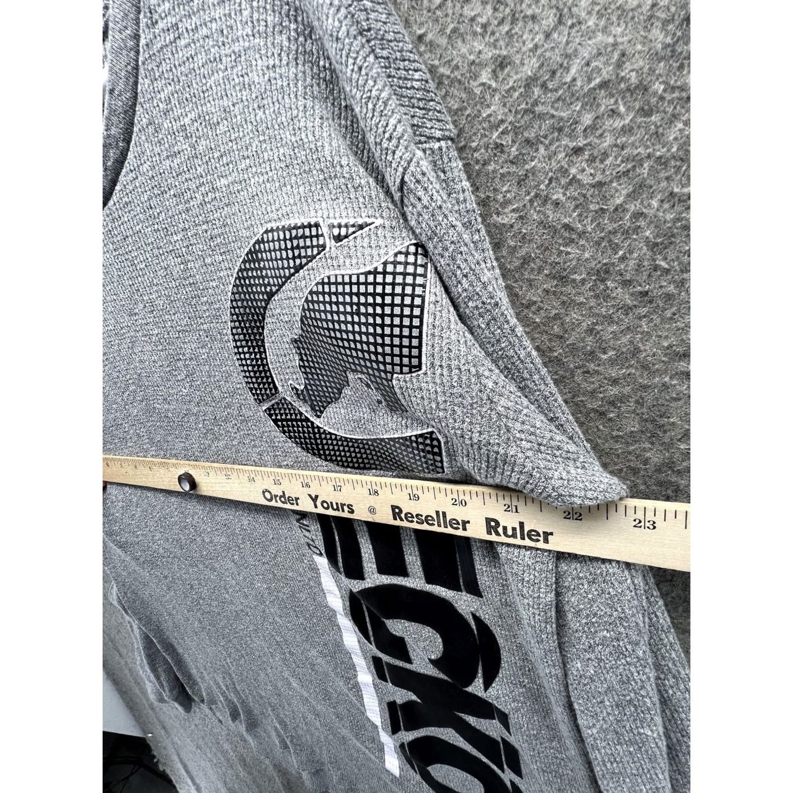 Ecko Unltd. Ecko Unltd Sweater Mens XL Gray Waffle-Knit Thermal Graphic Crewneck Pullover Size US XL / EU 56 / 4 - 5 Thumbnail