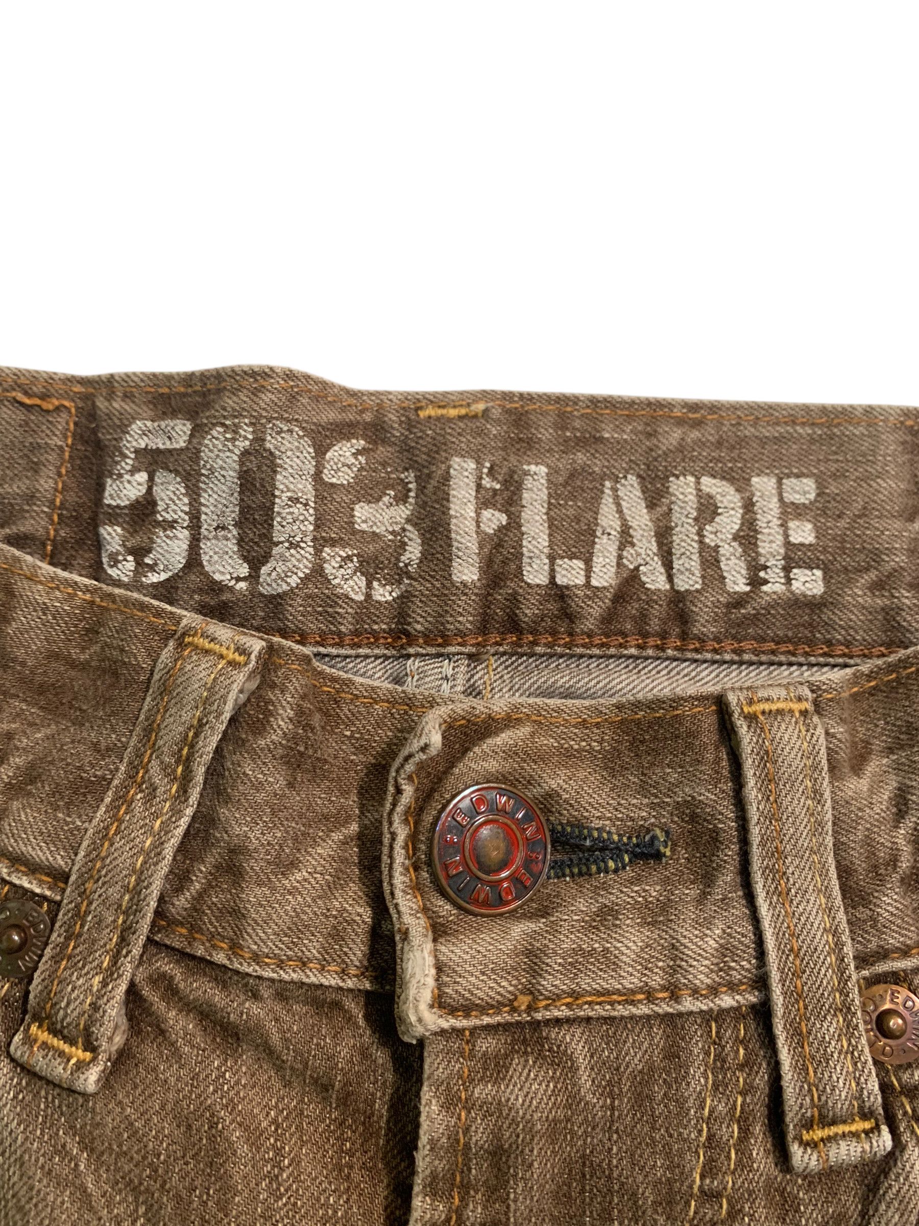 Edwin FLARE EDWIN 503 FADED & RUSTY PUNK DISTRESSED DENIM Size US 31 - 12 Thumbnail