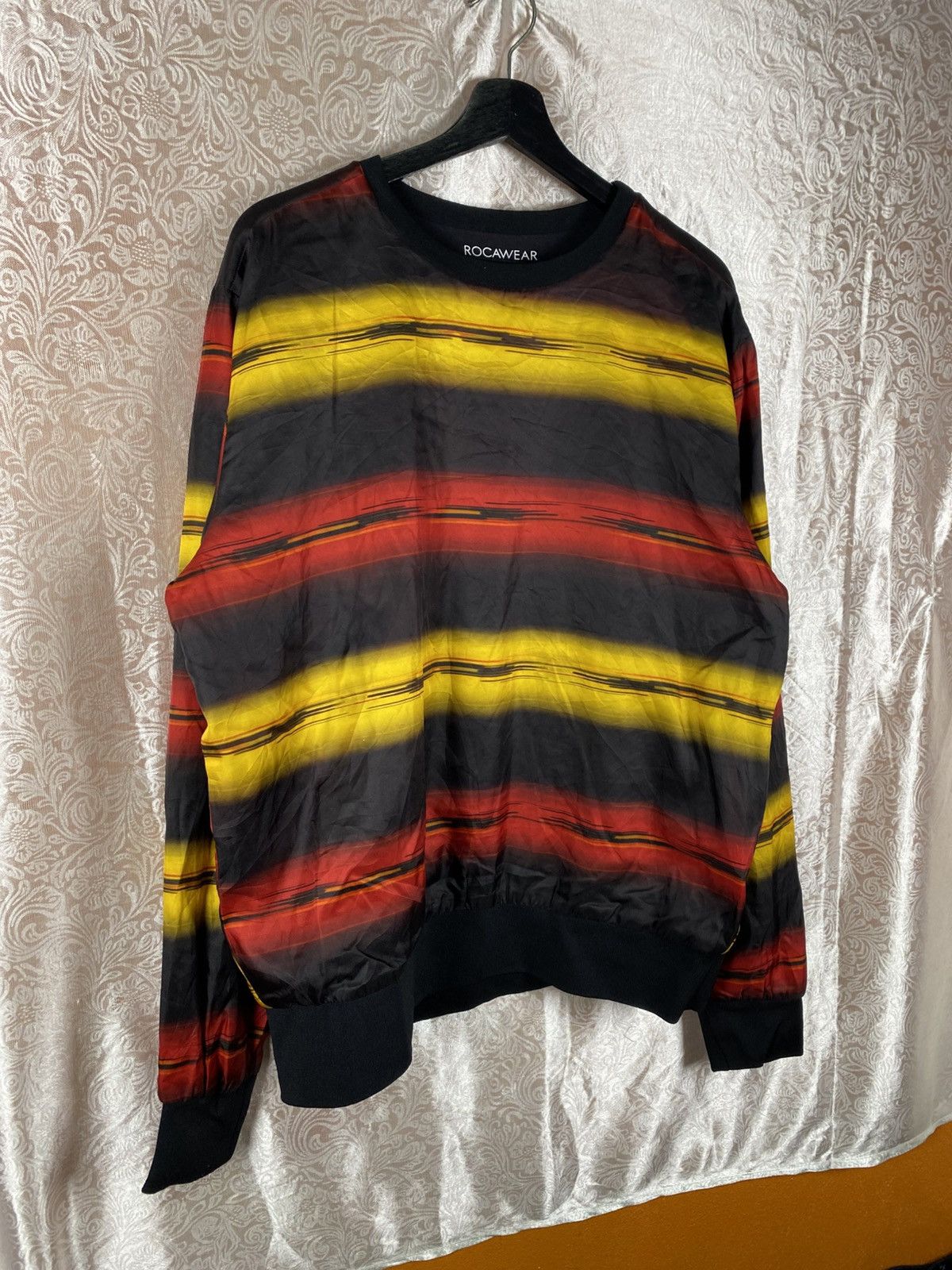 Rocawear Vintage Rocawear Striped Crewneck Black Red Yellow Size US L / EU 52-54 / 3 - 5 Thumbnail