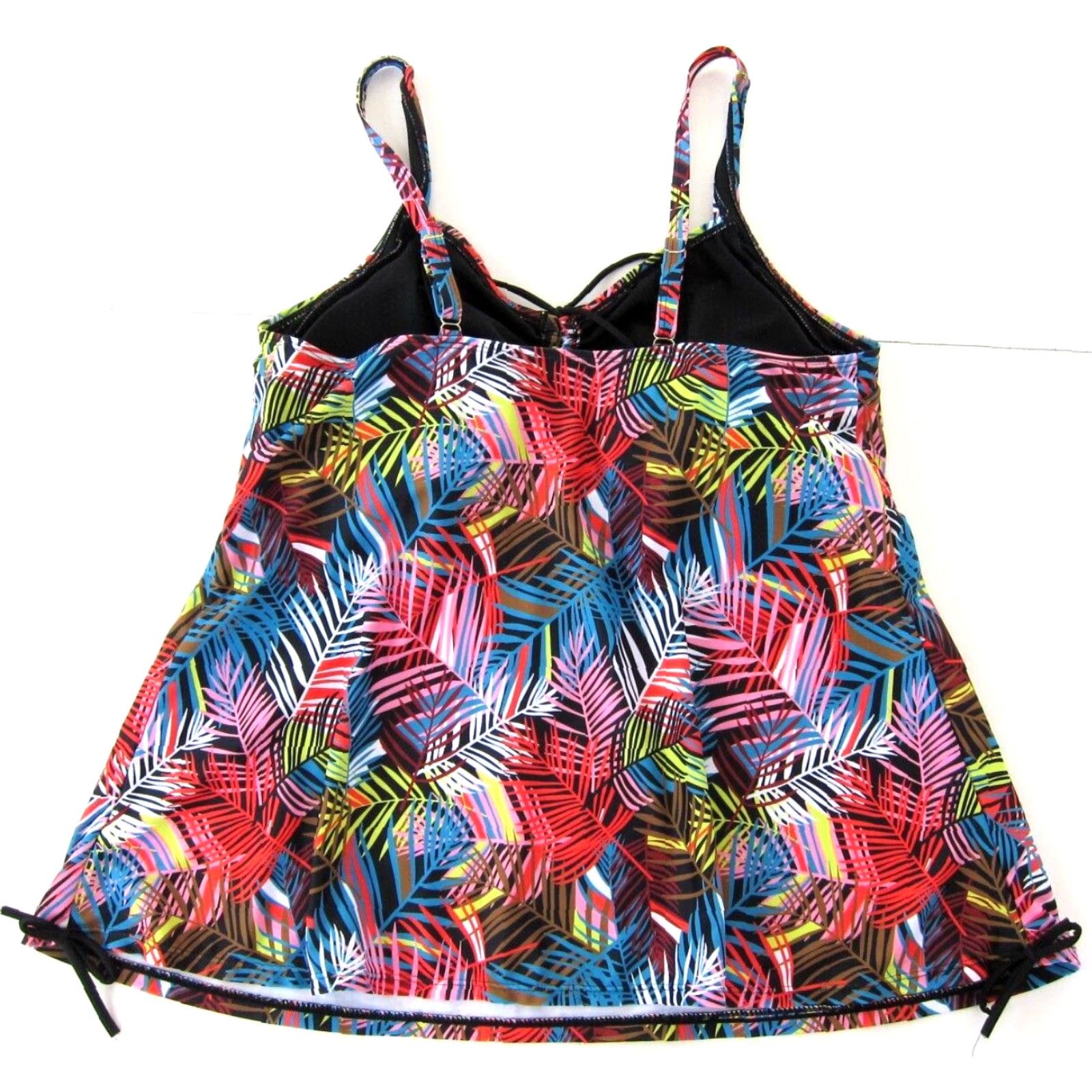 Vintage Hanna Nikole Pink Blue Green Floral Built In Bra Swimsuit Tankini Top Women 18 Size XXL / US 16-18 / IT 52-54 - 2 Thumbnail