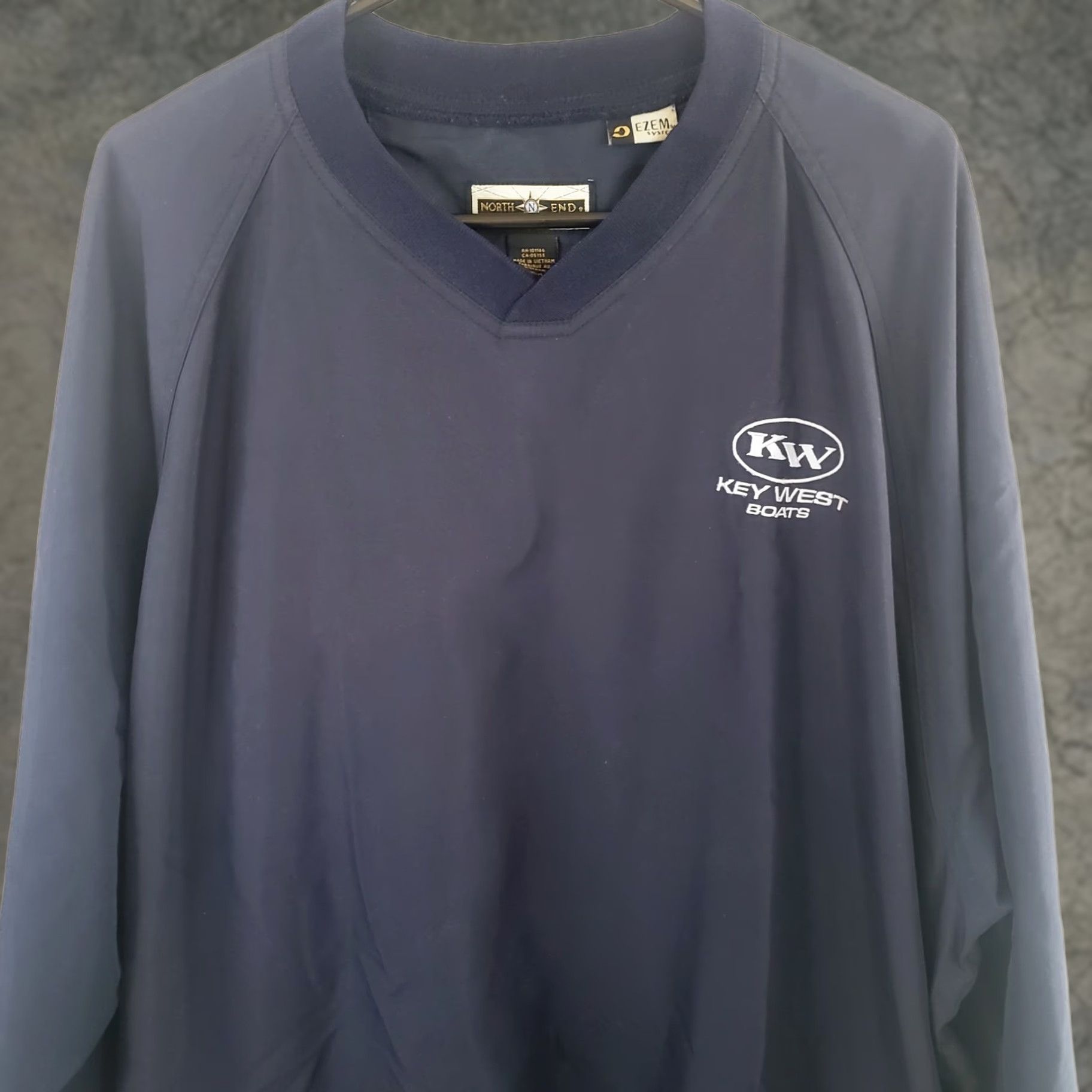 Vintage Key West Boats Men's XL Navy V-Neck Windbreaker by North End Golf Outdoor Casual Thin Softshell Pullover Size US XL / EU 56 / 4 - 1 Thumbnail
