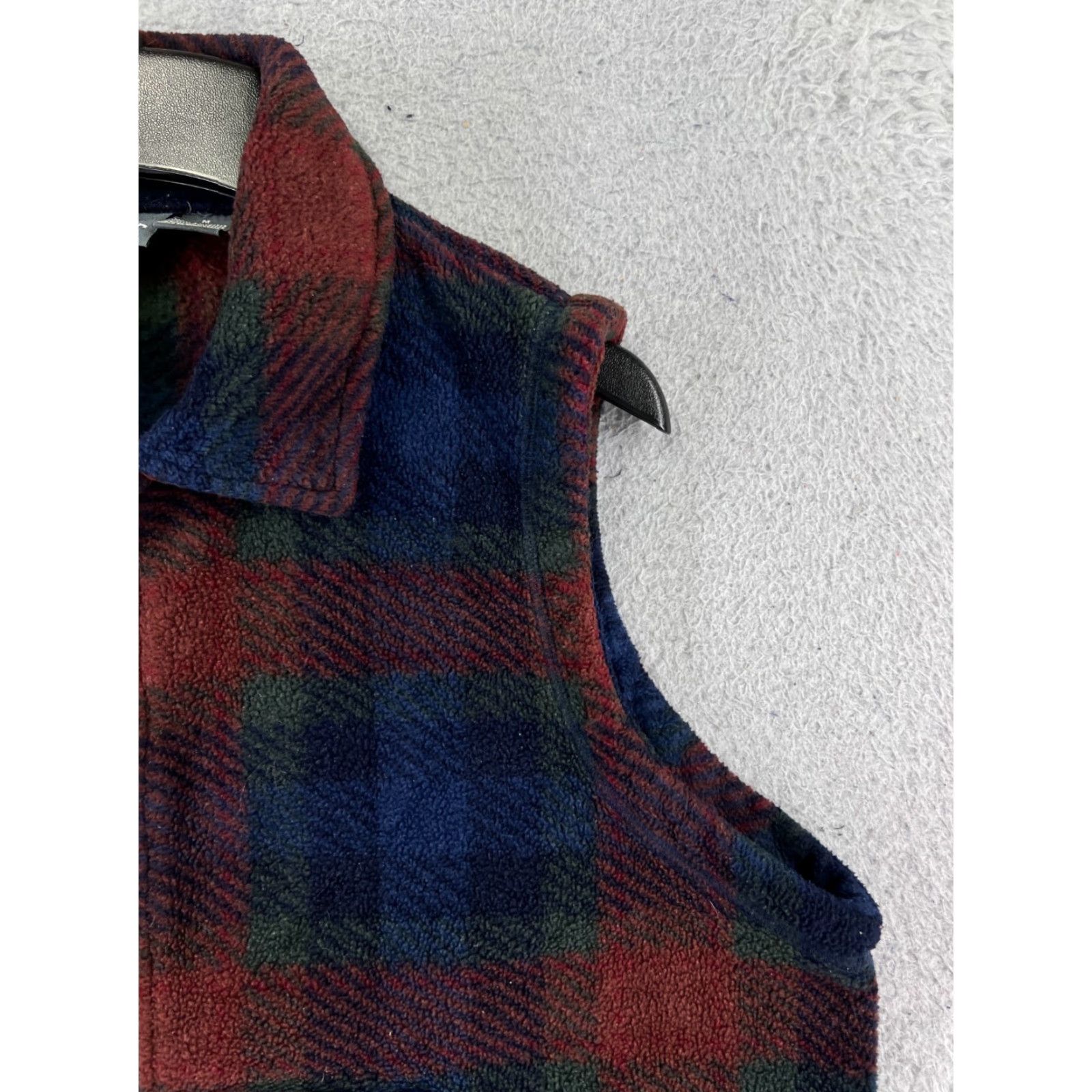 Vintage LizWear Vest Womens Medium Red Plaid 100% Polyester Fleece Full Zip Collar Size M / US 6-8 / IT 42-44 - 5 Thumbnail