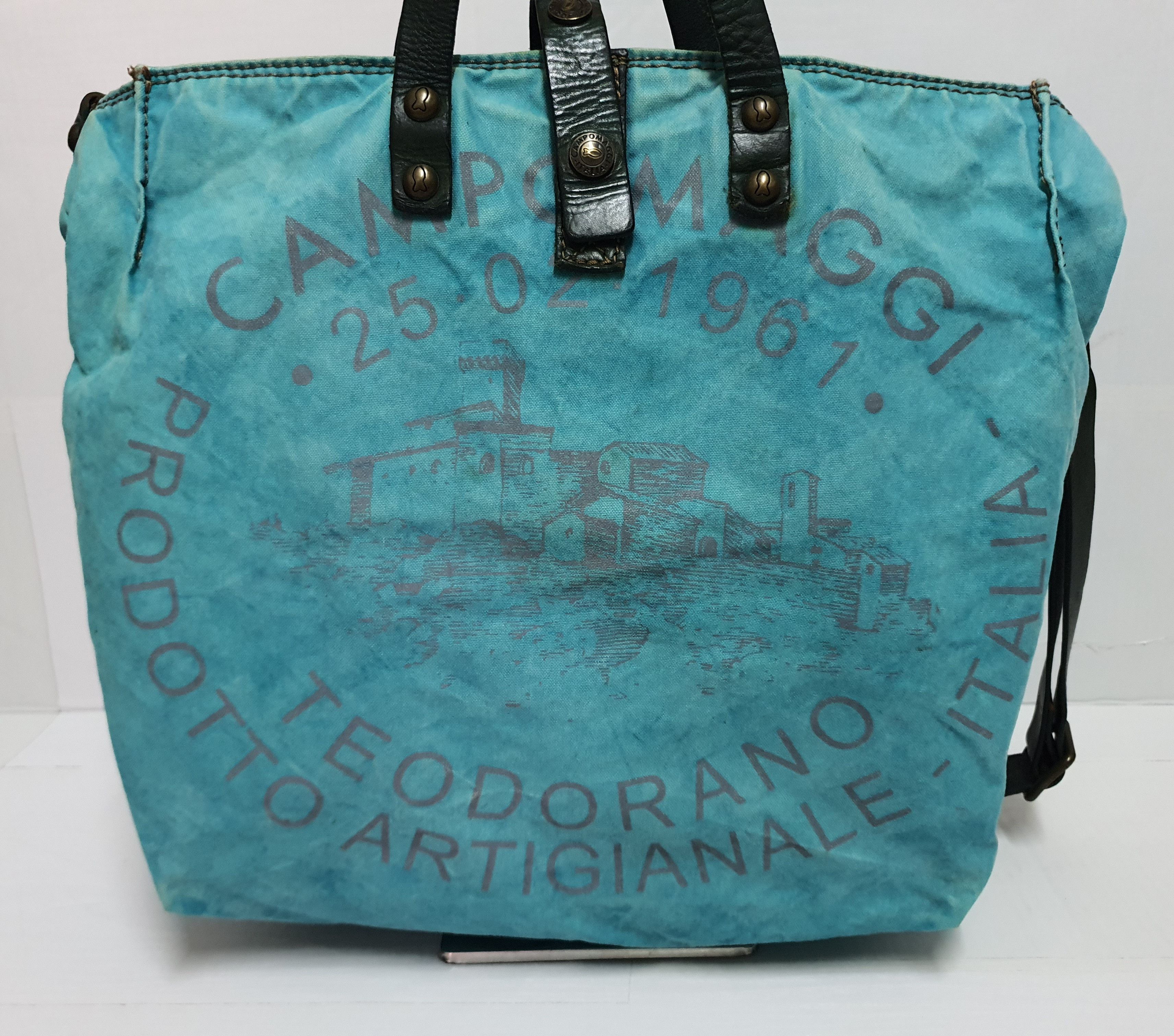 Other CAMPOMAGGI Ocean Blue Canvas Leather Bag ITALY Size ONE SIZE - 2 Thumbnail