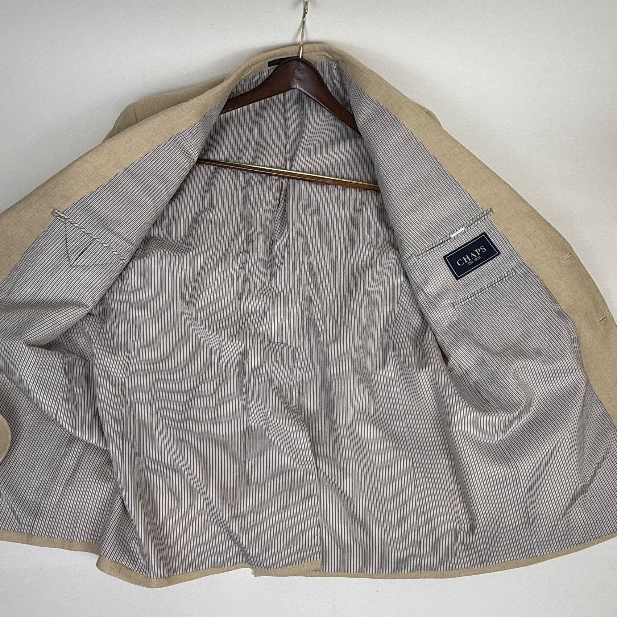 Chaps Chaps Ralph Men's Lauren 2-Button Blazer Beige Sport Coat Ja Size 42R - 4 Thumbnail
