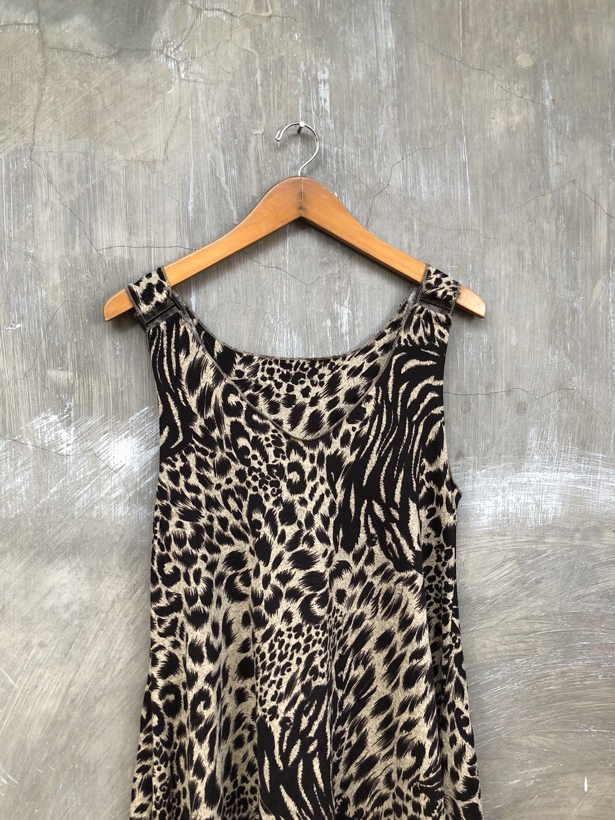 Japanese Brand Unknown - Japanese Leopard Pattern Midi Dress Size M / US 6-8 / IT 42-44 - 2 Thumbnail