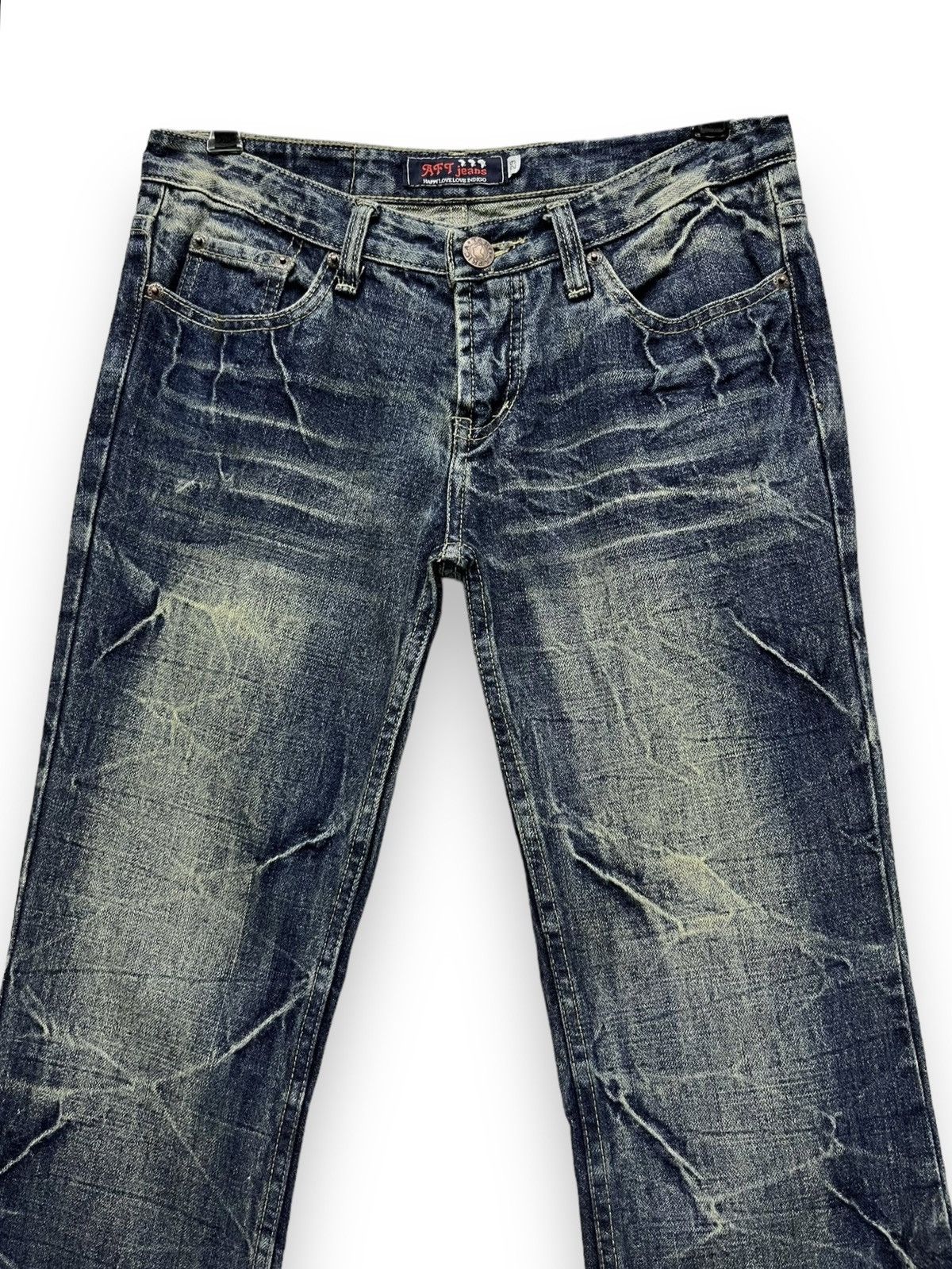 Indigo 🔥90’s AFRICA TARO Punk Whiskered Acid Wash Flare Jeans Size US 29 - 7 Thumbnail
