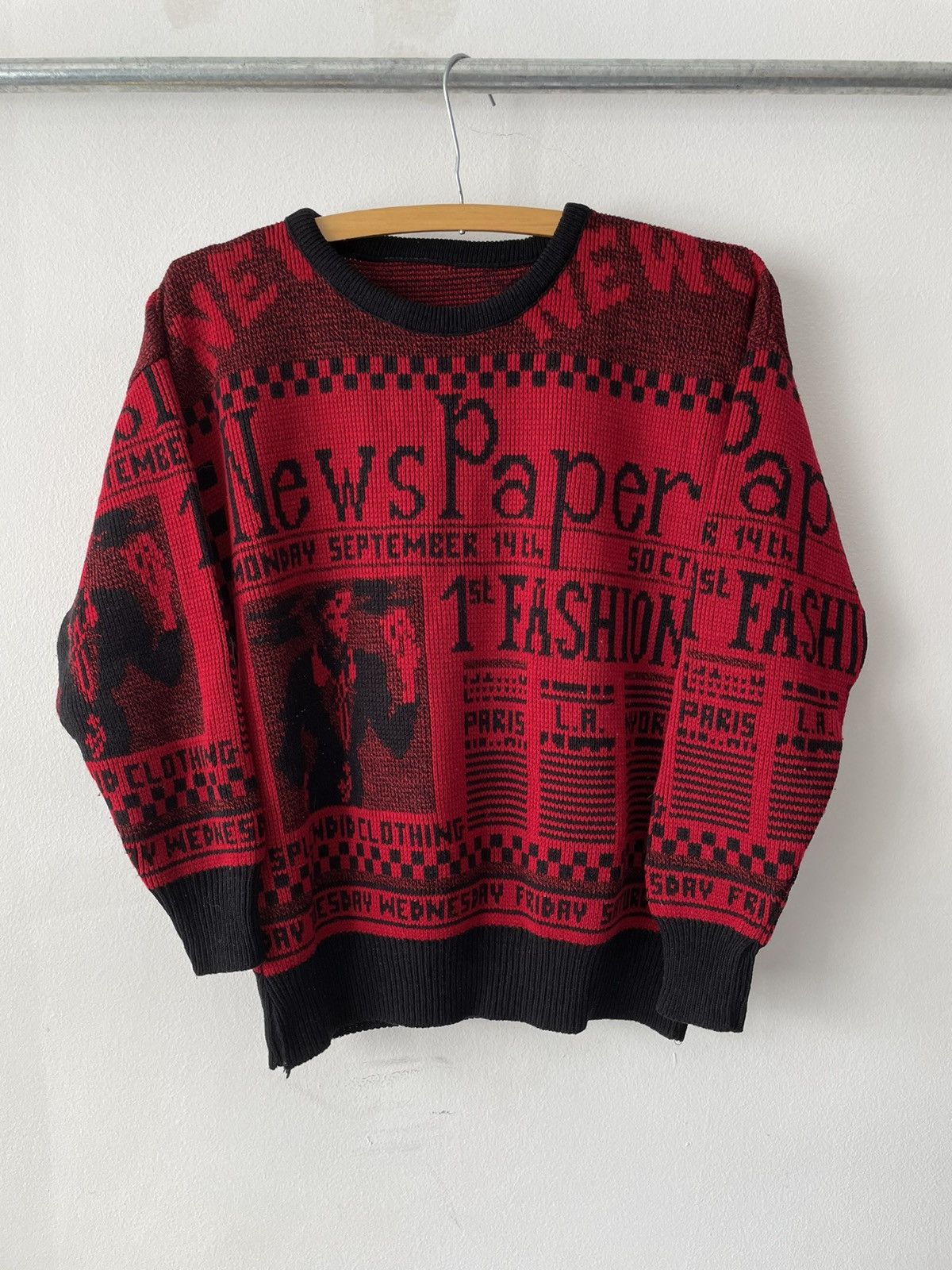 Vintage Vintage 80s 90s Fashion Newspaper Knit Sweater Size US M / EU 48-50 / 2 - 1 Thumbnail