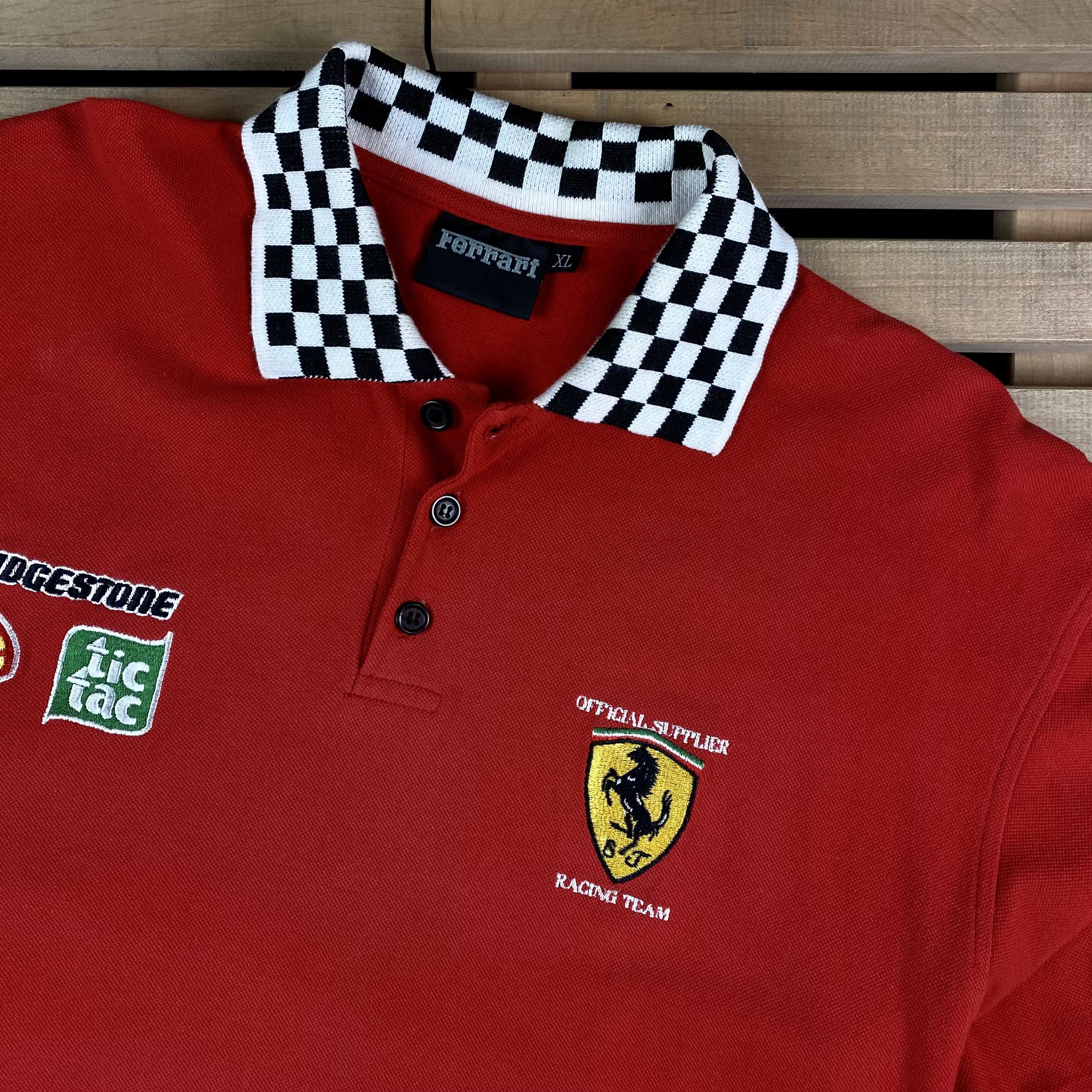Ferrari × Vintage Mens Polo T Shirt Ferrari Size XL Bridgestone Size US XL / EU 56 / 4 - 2 Thumbnail