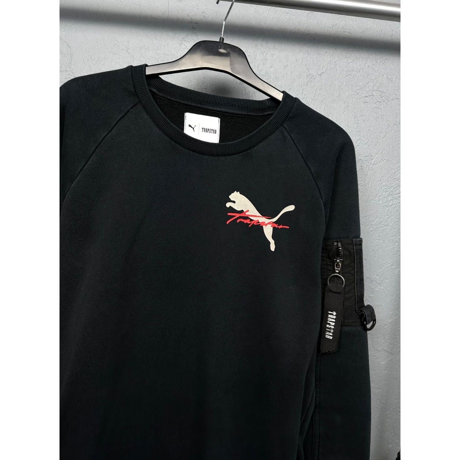 Puma Puma x Trapstar London Techwear Mens Sweatshirt M Black Logo Graphic Print Crew Neck Pullover Shirt Men Size US M / EU 48-50 / 2 - 4 Thumbnail