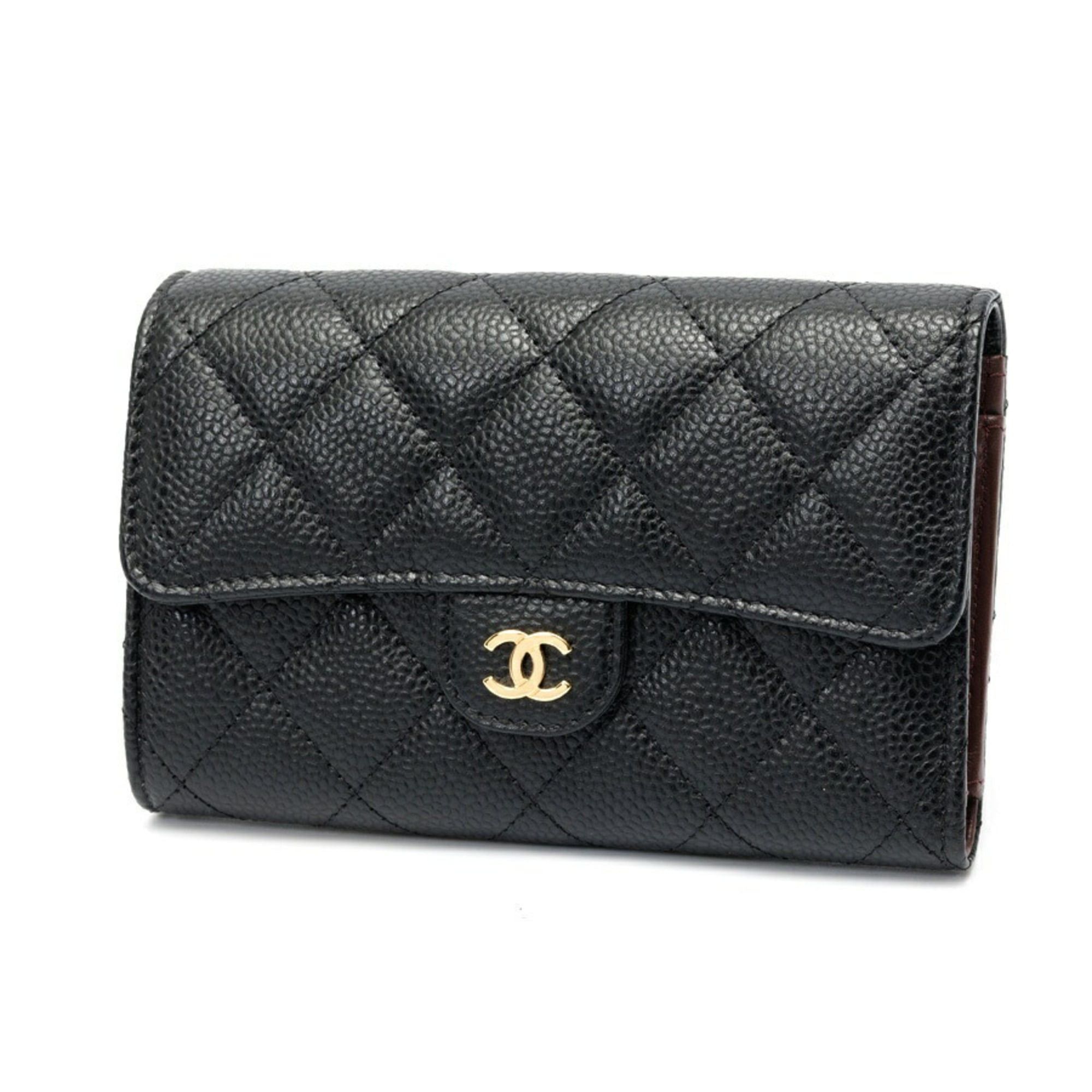 Chanel Chanel Matelassé Medium Flap Wallet Tri-fold AP0232 Caviar Leather Black Size ONE SIZE - 1 Thumbnail