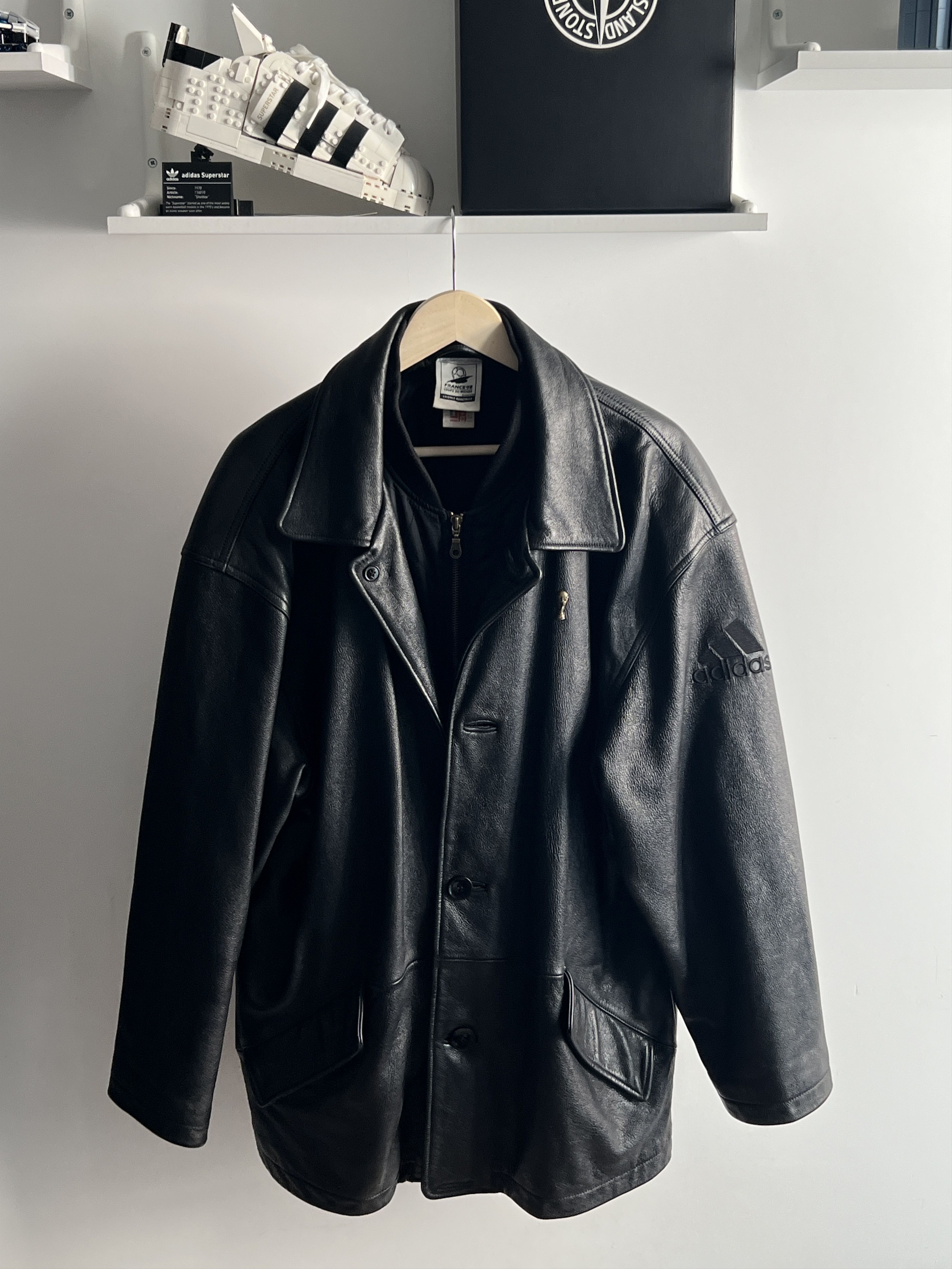 Adidas Adidas Leather Jacket Black And Gold | Grailed
