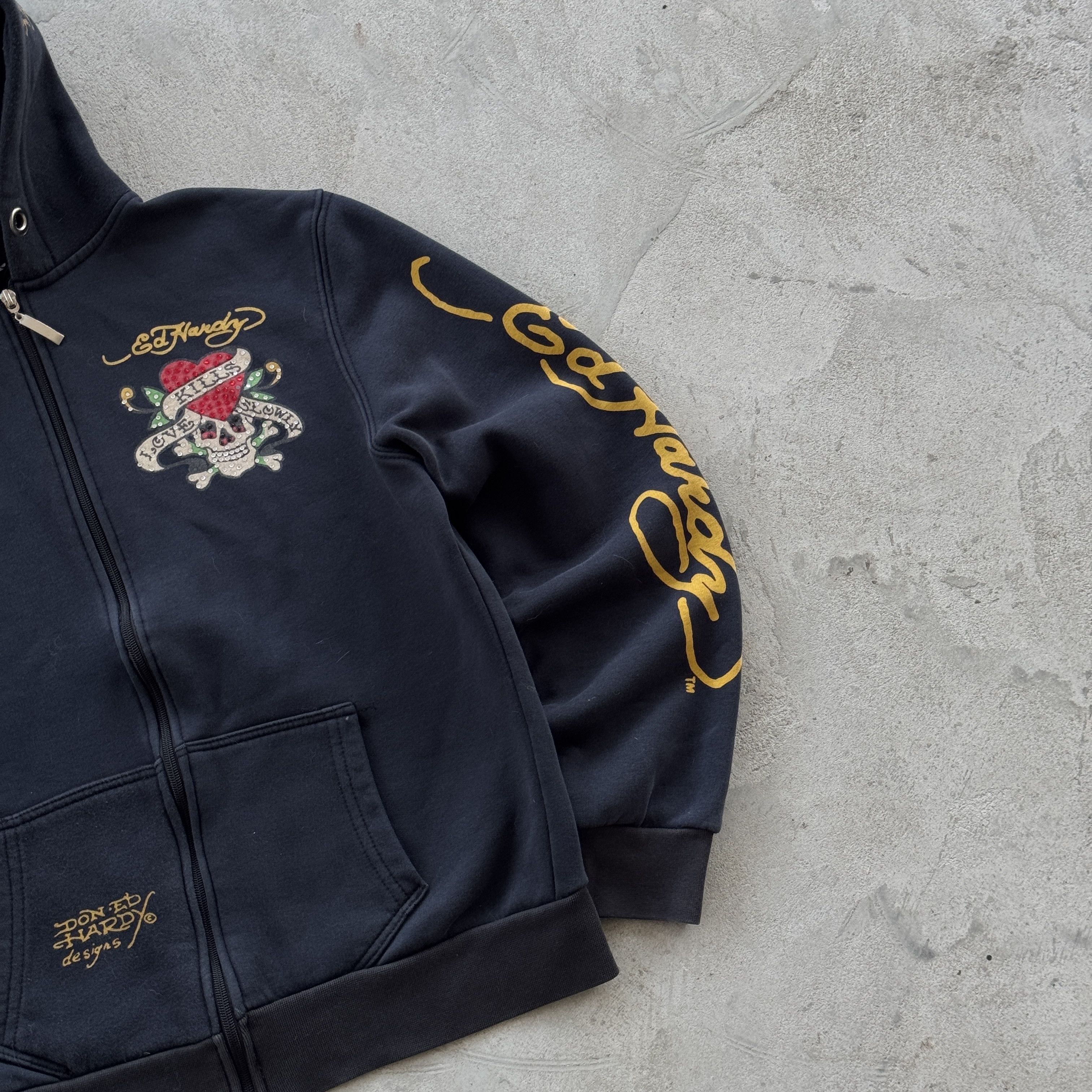 Ed Hardy Vintage 90s Ed Hardy Zip Hooded Sweatshirt Size M / US 6-8 / IT 42-44 - 3 Thumbnail