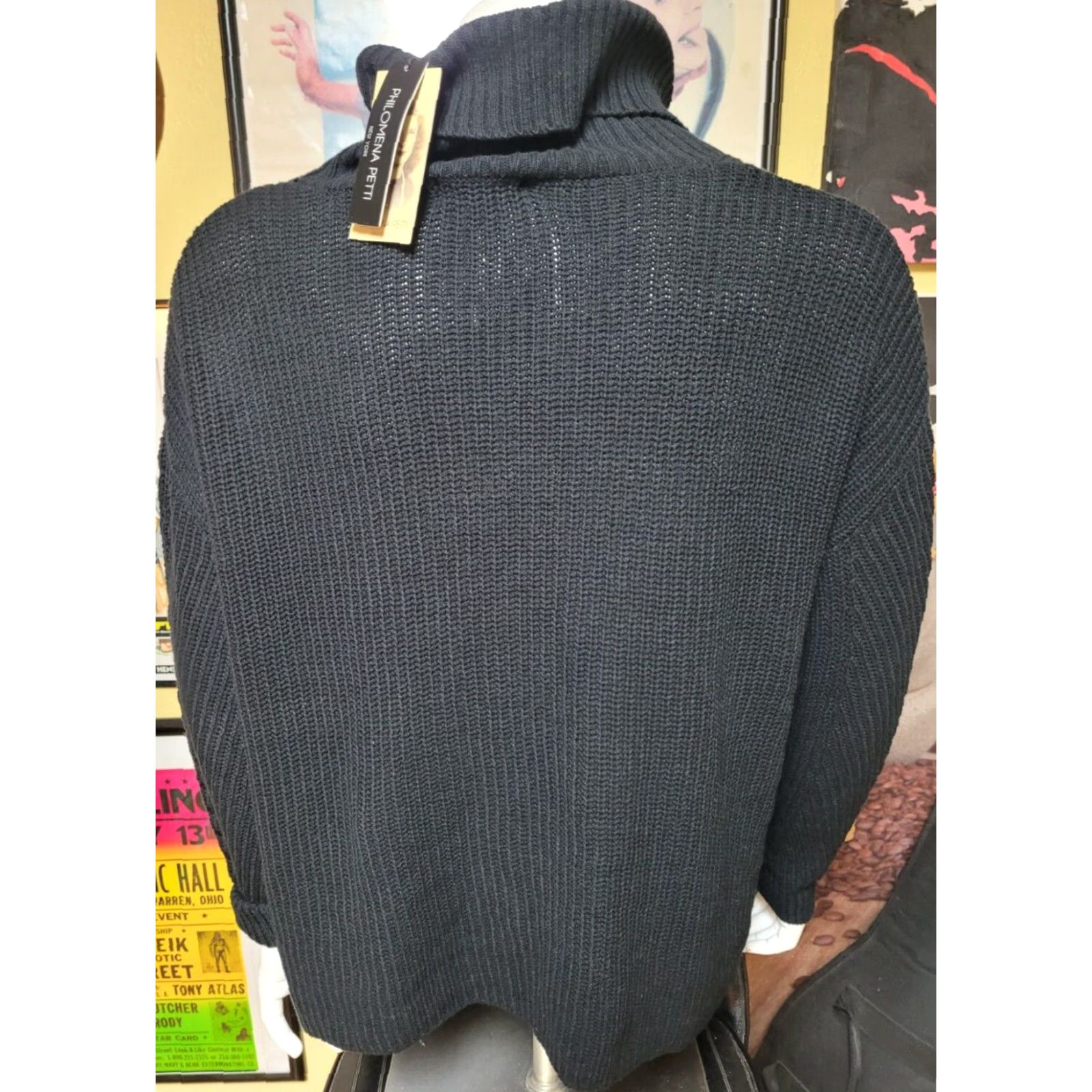 Vintage Womens Philomena Petti Pullover Sweater XL Black Turtleneck Knit Cotton Blend NWT Shirt Womens Size XL / US 12-14 / IT 48-50 - 3 Thumbnail
