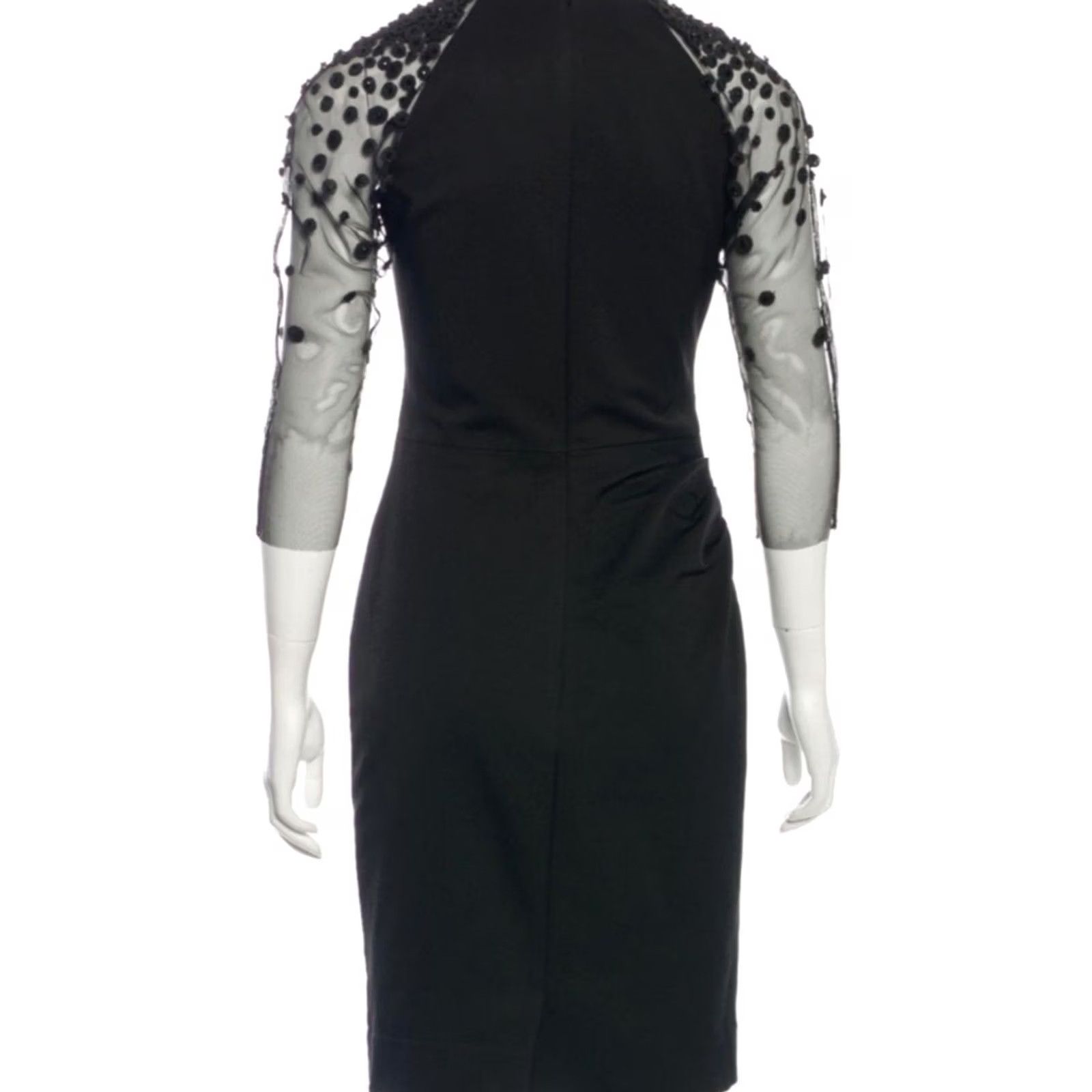 Lela Rose LELA ROSE Beaded Sequins Midi Dress Black Women Size 4 A-Line Knee-Length 3/4 Sleeve Round Neck Zip Vintage? (If applicable) Size S / US 4 / IT 40 - 2 Thumbnail