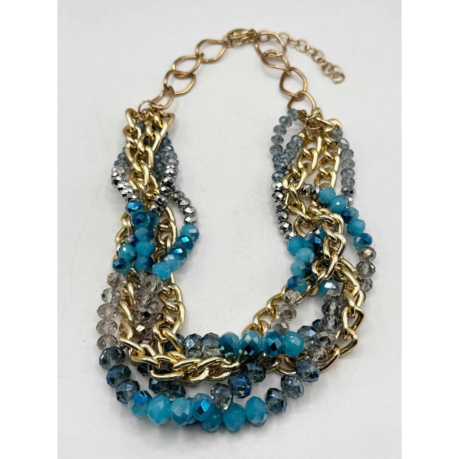 Other Blue crystal gold chain multi strand necklace Size ONE SIZE - 2 Thumbnail