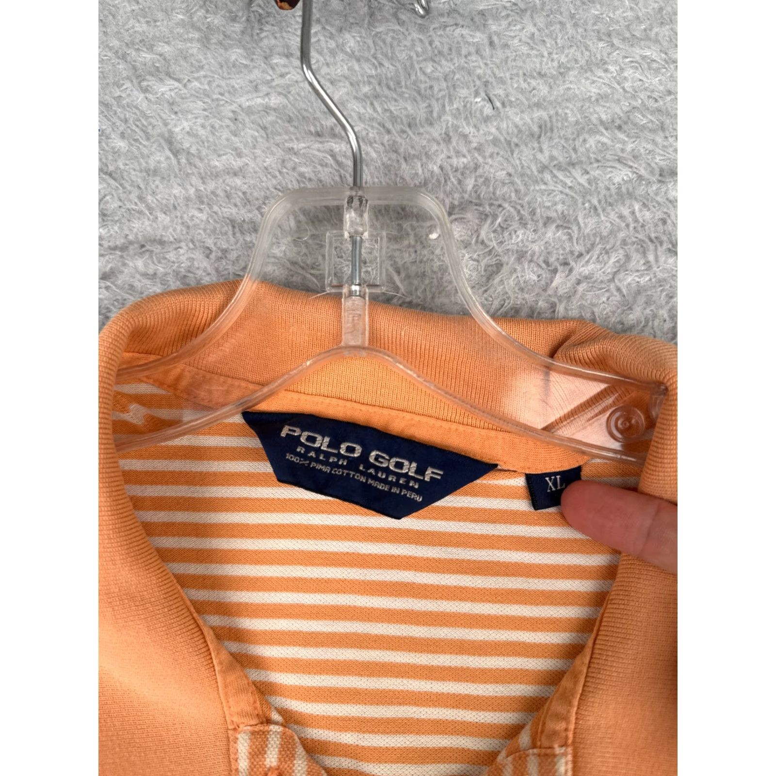 Ralph Lauren VINTAGE Ralph Lauren Polo Golf Shirt Men XL Orange Stripe 100% Cotton Slim Fit Button Collar Short Sleeve Read Size US XL / EU 56 / 4 - 7 Thumbnail