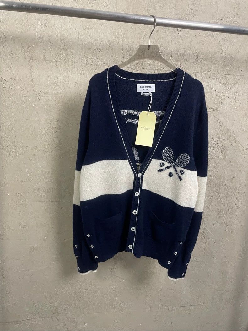 Thom Browne Thom browne Dark blue white striped tennis racket Logo four Size US S / EU 44-46 / 1 - 1 Thumbnail