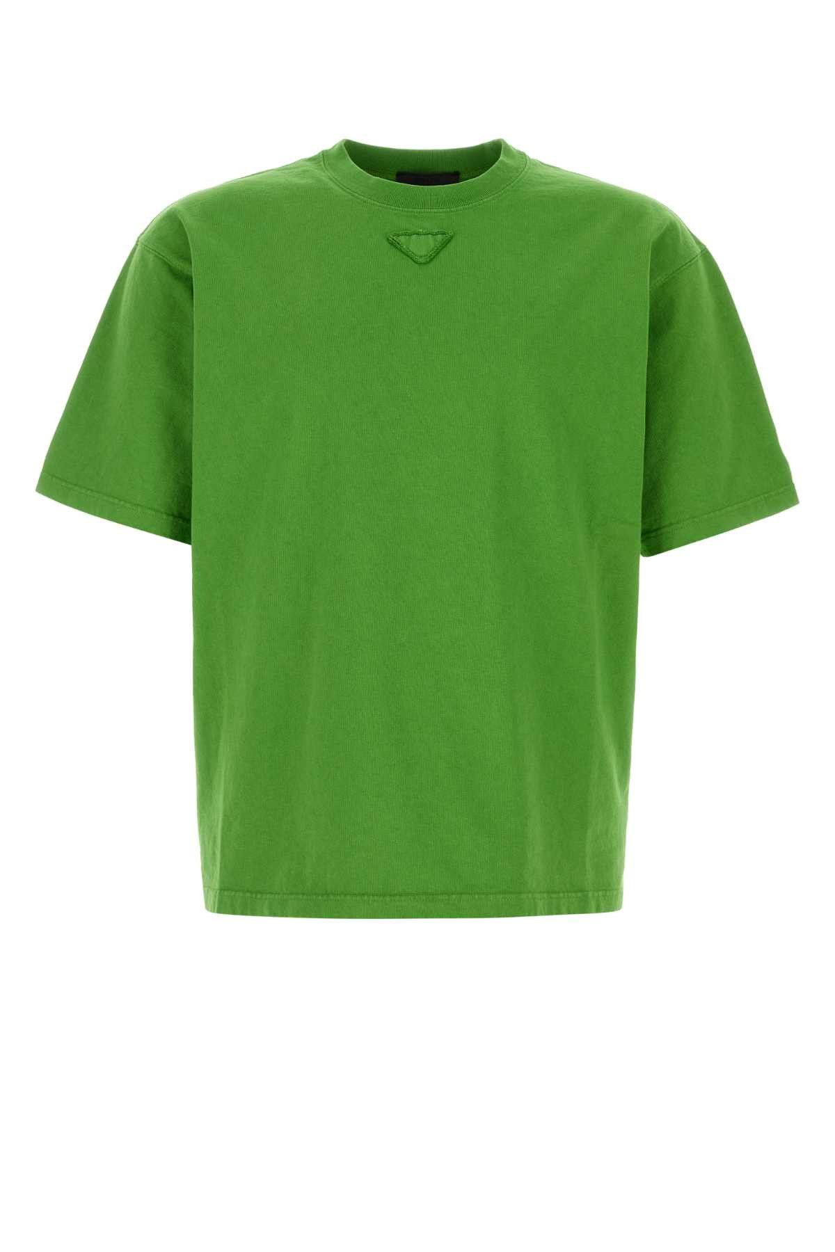Prada Grass Green Cotton T-Shirt Size US L / EU 52-54 / 3 - 1 Thumbnail