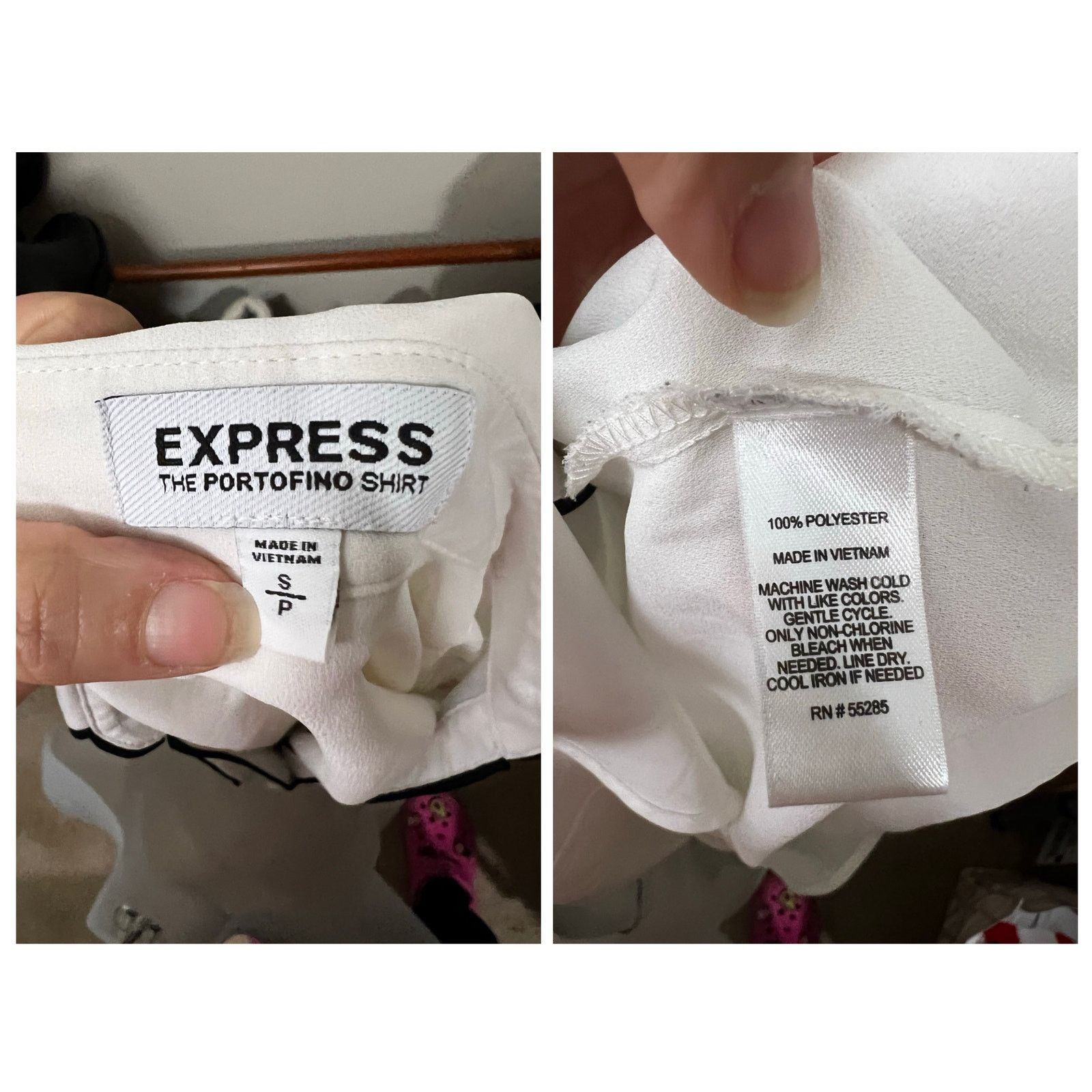 Express Button Down Blouse Black Trim Roll Sleeve Pocket Top Shirt Size S / US 4 / IT 40 - 4 Thumbnail
