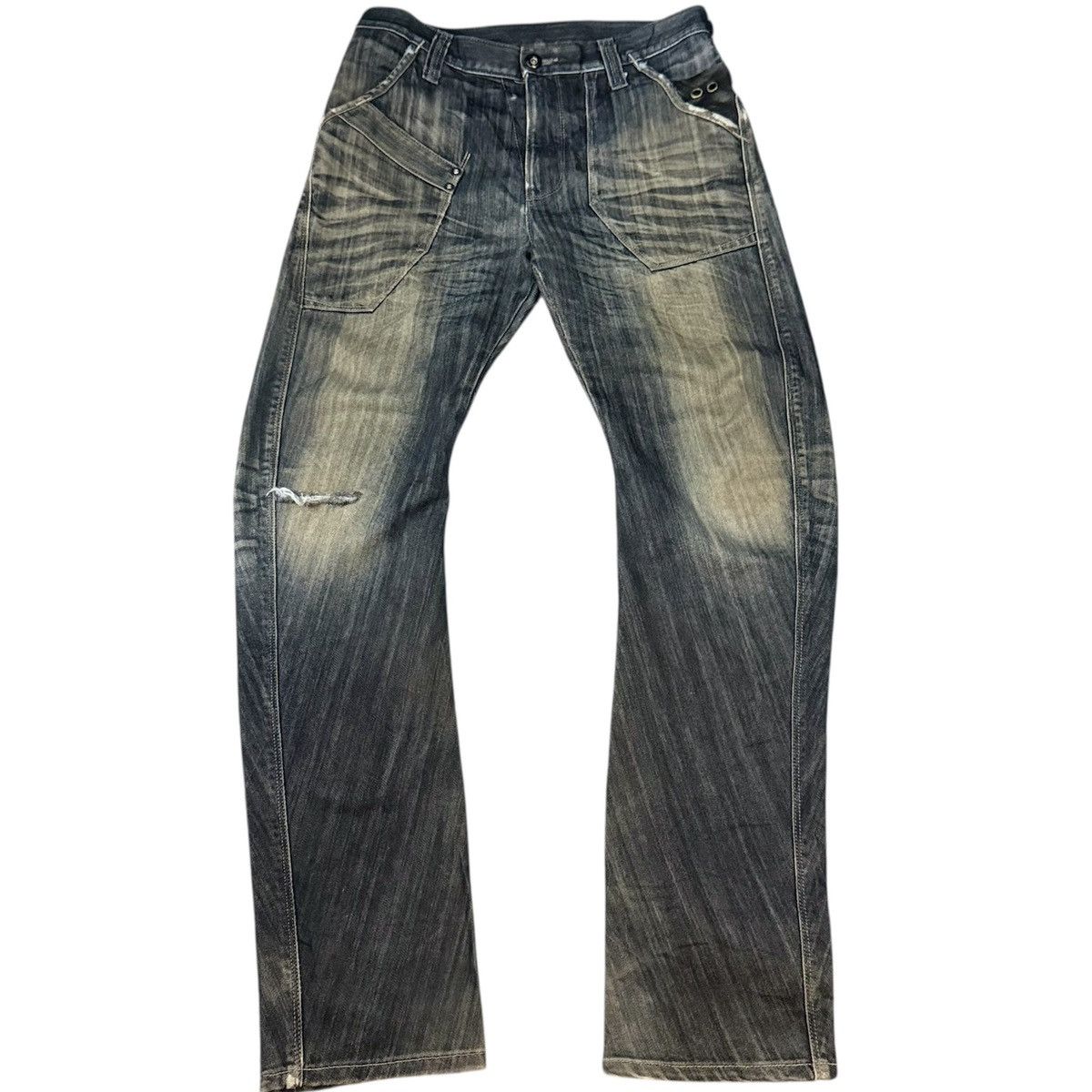 Edwin 🇯🇵 Vintage 90s Japanese Distressed Edwin Curve Black Denim Size US 31 - 2 Thumbnail