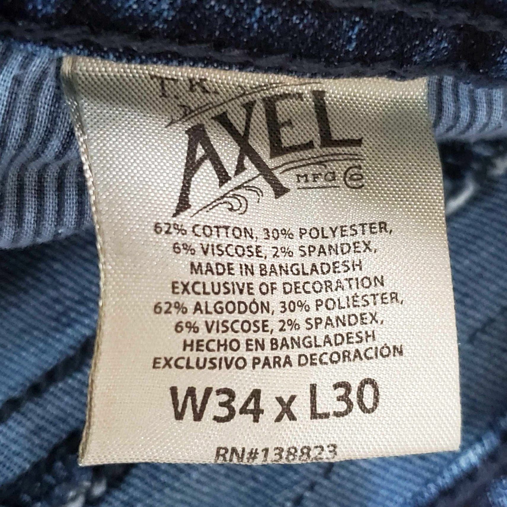 Denime VINTAGE Y2K TK Axel Jeans Blue 34x30 Mens Distressed Bootcut Slim Denim Rock Grunge Casual 5-Pocket Mens Size US 34 / EU 50 - 2 Thumbnail