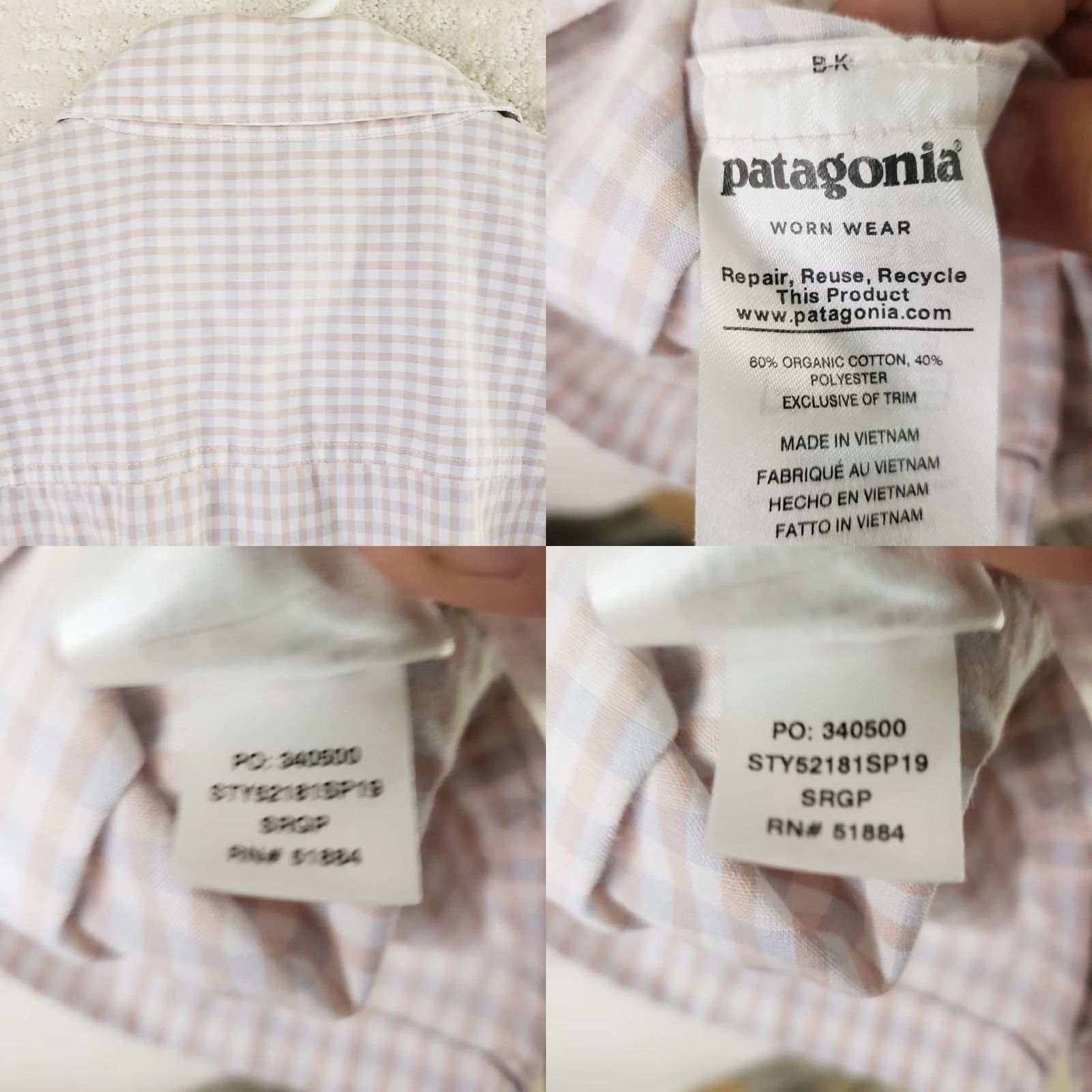 Patagonia Patagonia Shirt Mens Medium Pink Plaid Short Sleeve Button Up Chest Pocket Embroidered Logo Casual Knit Cotton Size US M / EU 48-50 / 2 - 9 Thumbnail