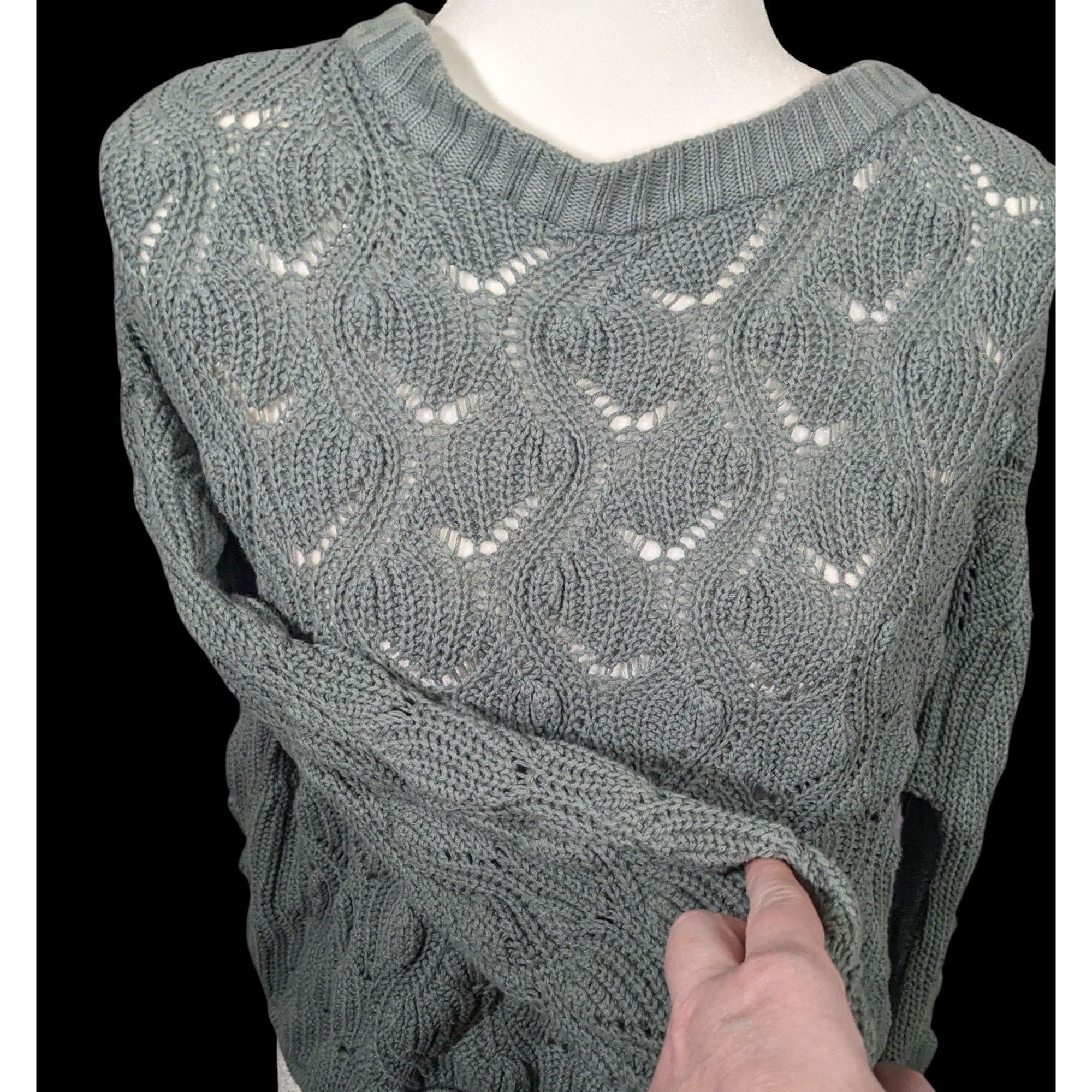 Other Moon & Madison Green/Grey Cropped Sweater Size S / US 4 / IT 40 - 4 Thumbnail