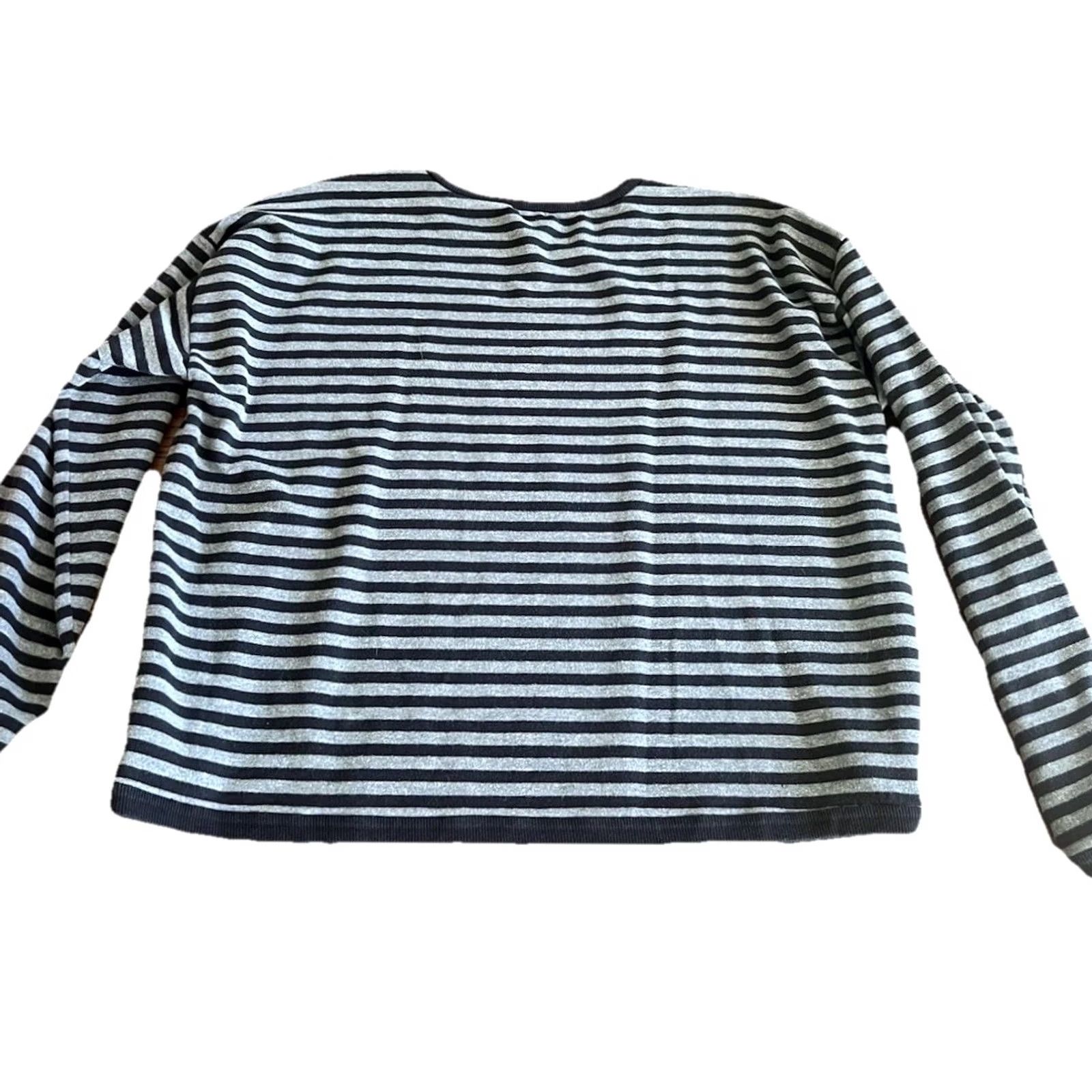 Eileen Fisher Eileen Fisher Womens Sweater Gray Stripe Stretch Knit Round Neck S Size S / US 4 / IT 40 - 8 Thumbnail