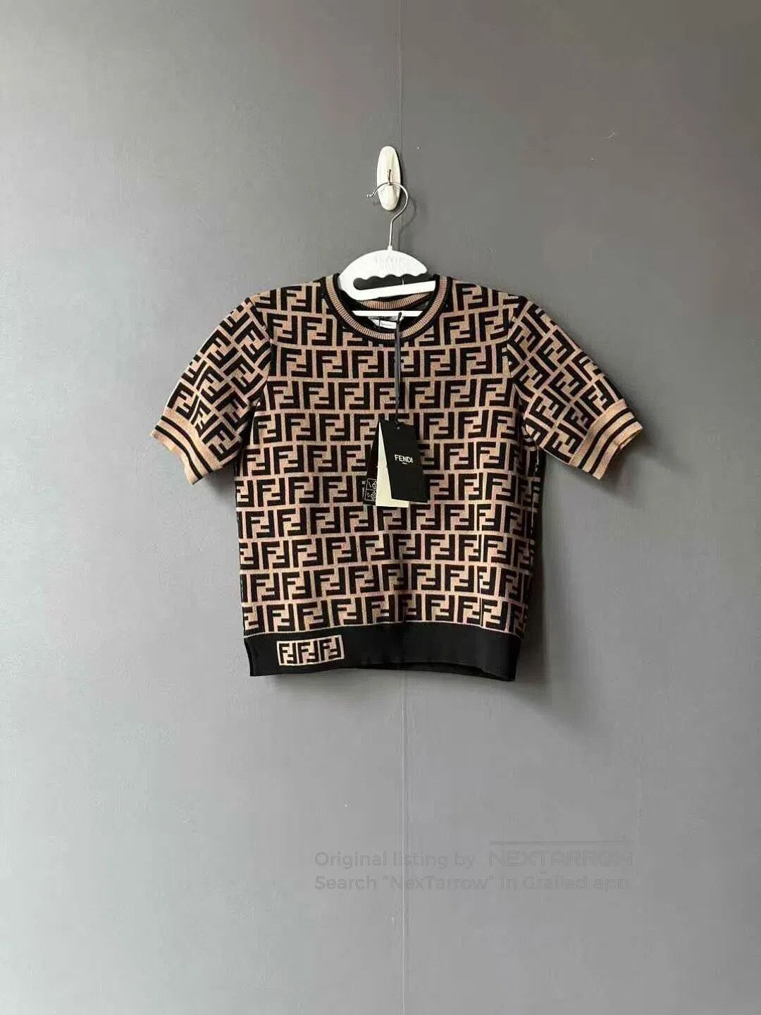 Fendi FENDI Brown All-Over Print Knit Short Sleeve T-Shirt| Size XS / US 0-2 / IT 36-38 - 1 Thumbnail